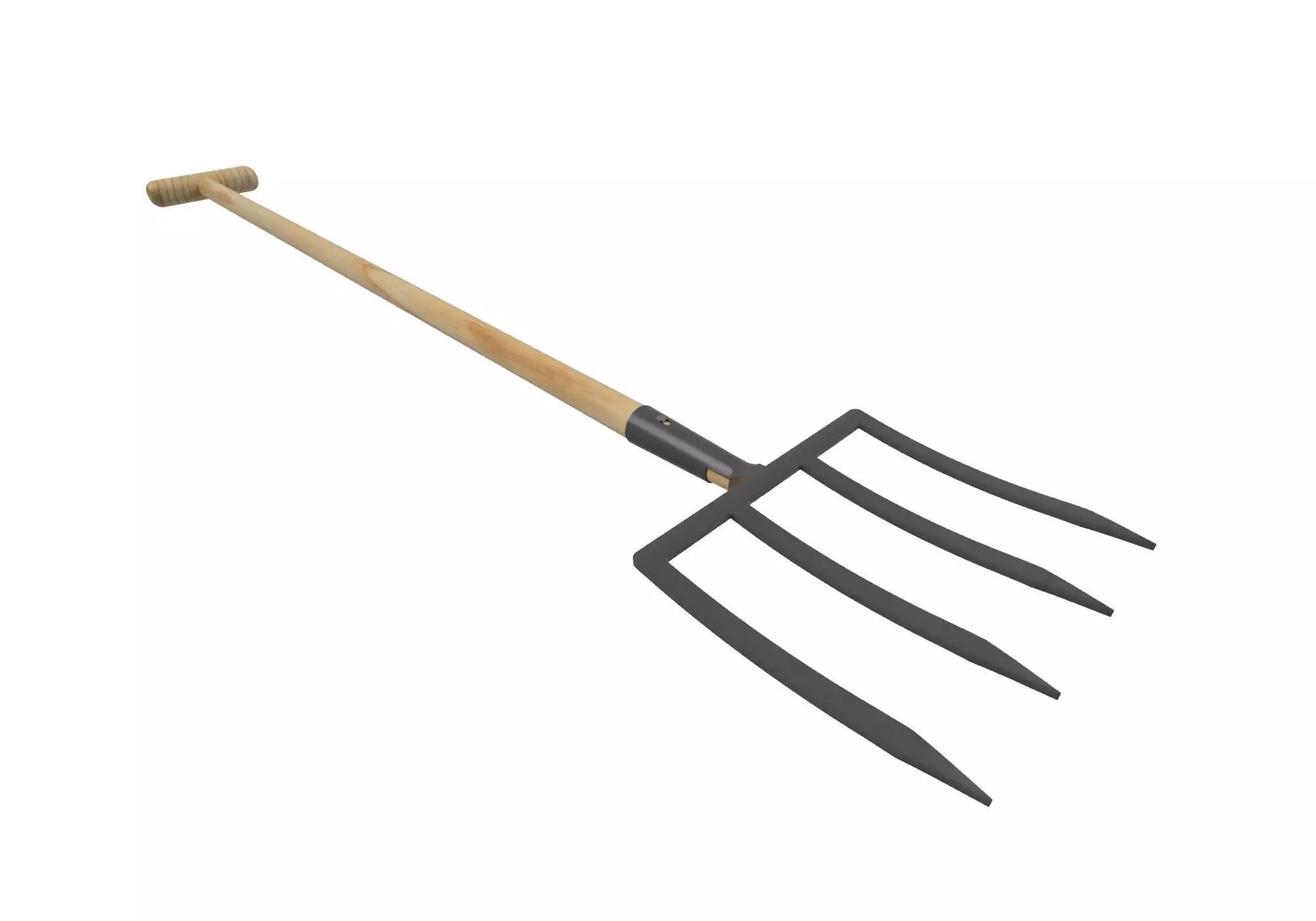 Pitchfork wooden Low-poly 3D model_0