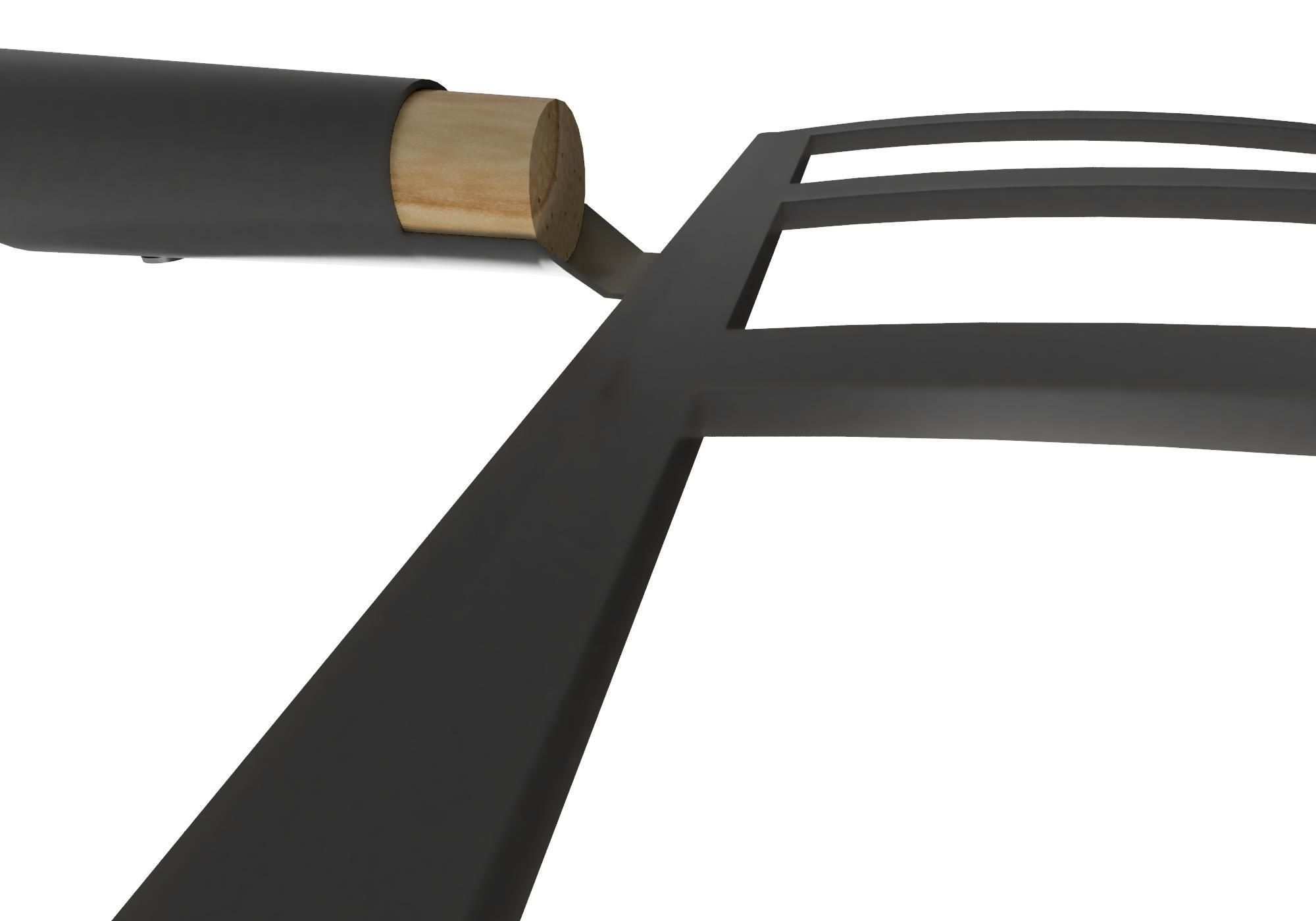 Pitchfork wooden Low-poly 3D model_3
