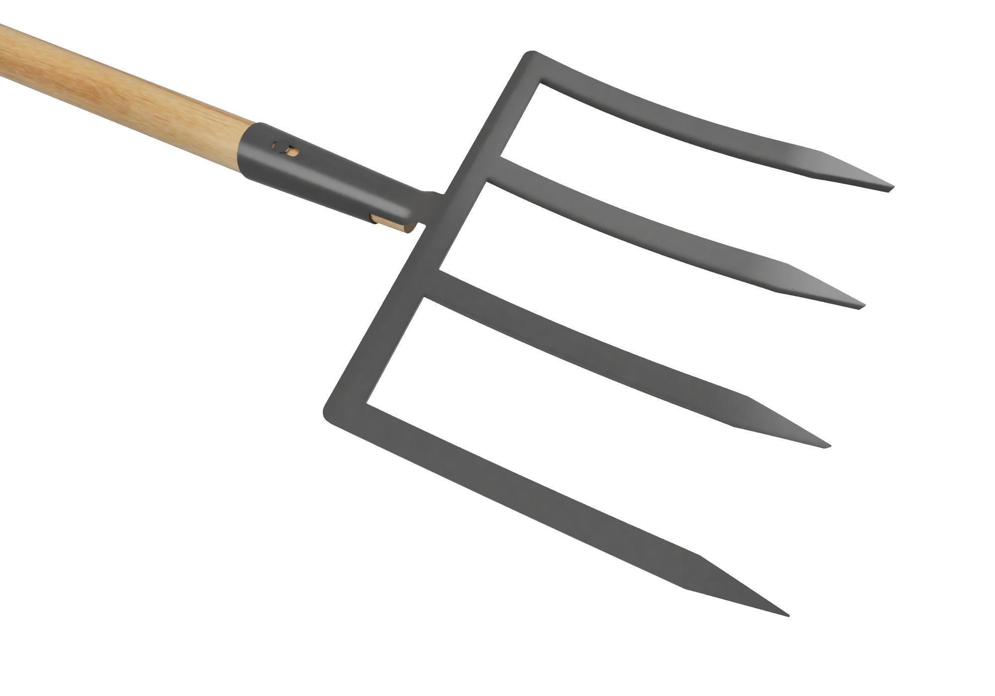 Pitchfork wooden Low-poly 3D model_2