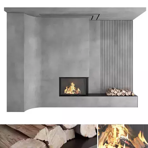 Decorative wall with fireplace set 19