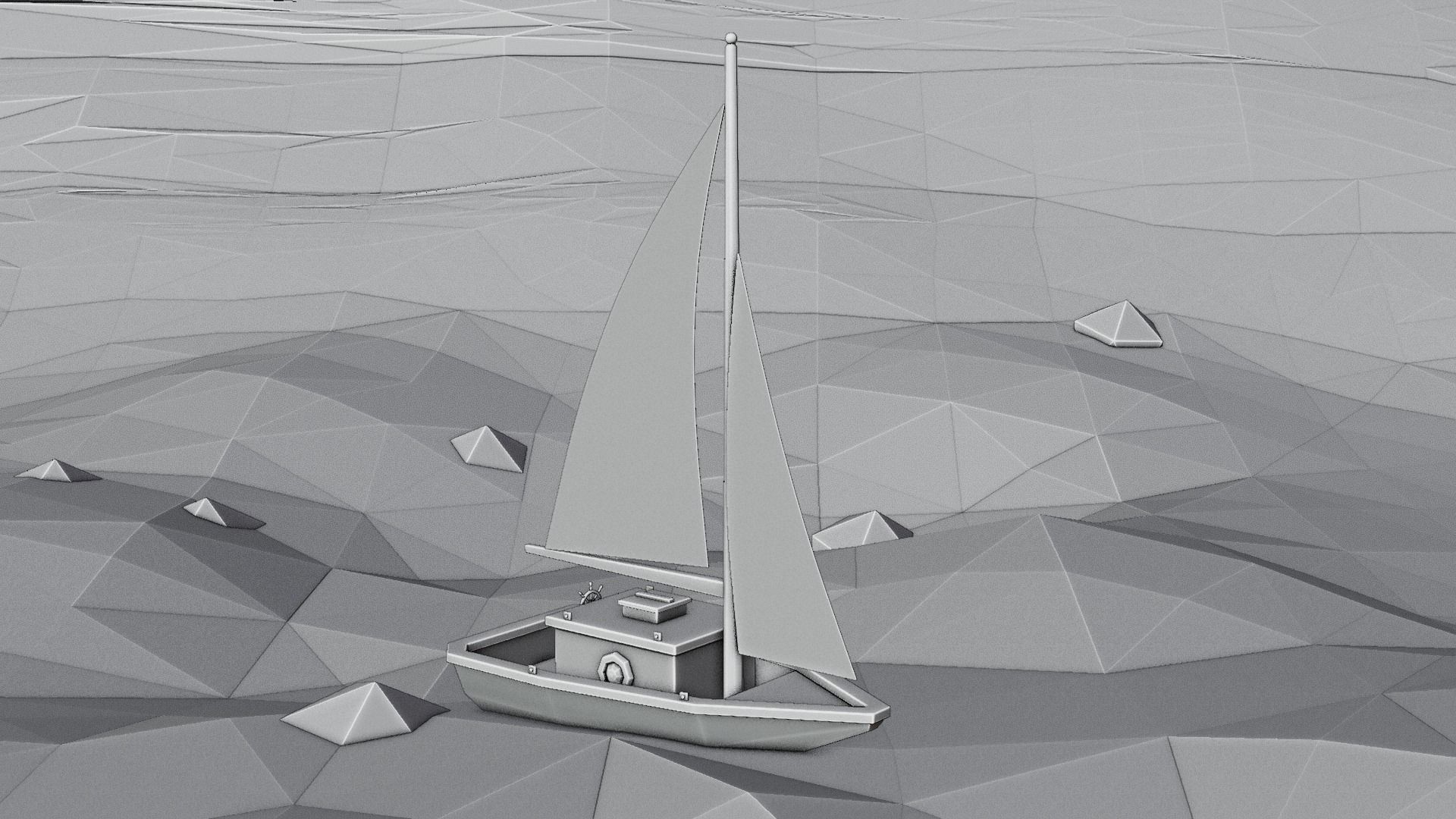 Stylized Low Poly Sailboat - Optimized 3D Model Asset Low-poly 3D model_8