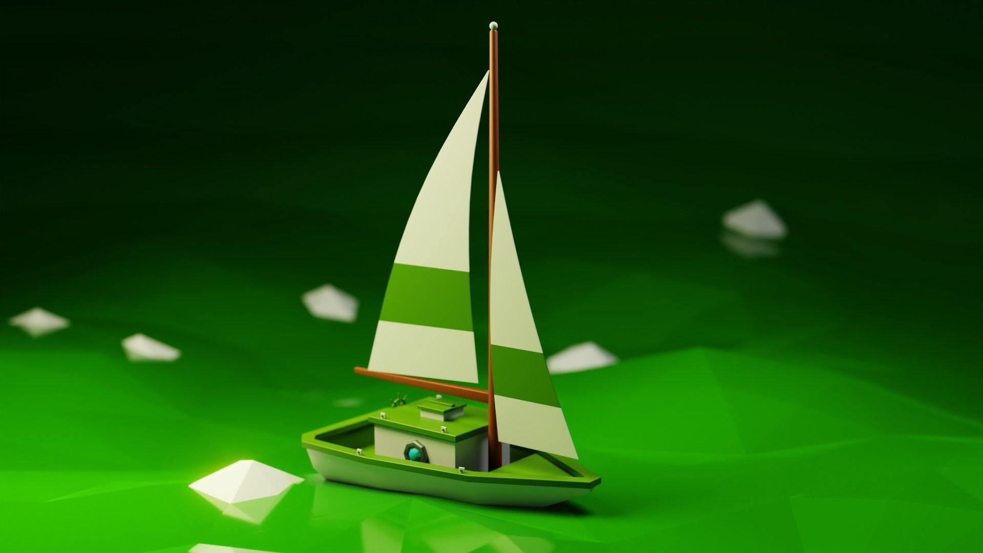 Stylized Low Poly Sailboat - Optimized 3D Model Asset Low-poly 3D model_2