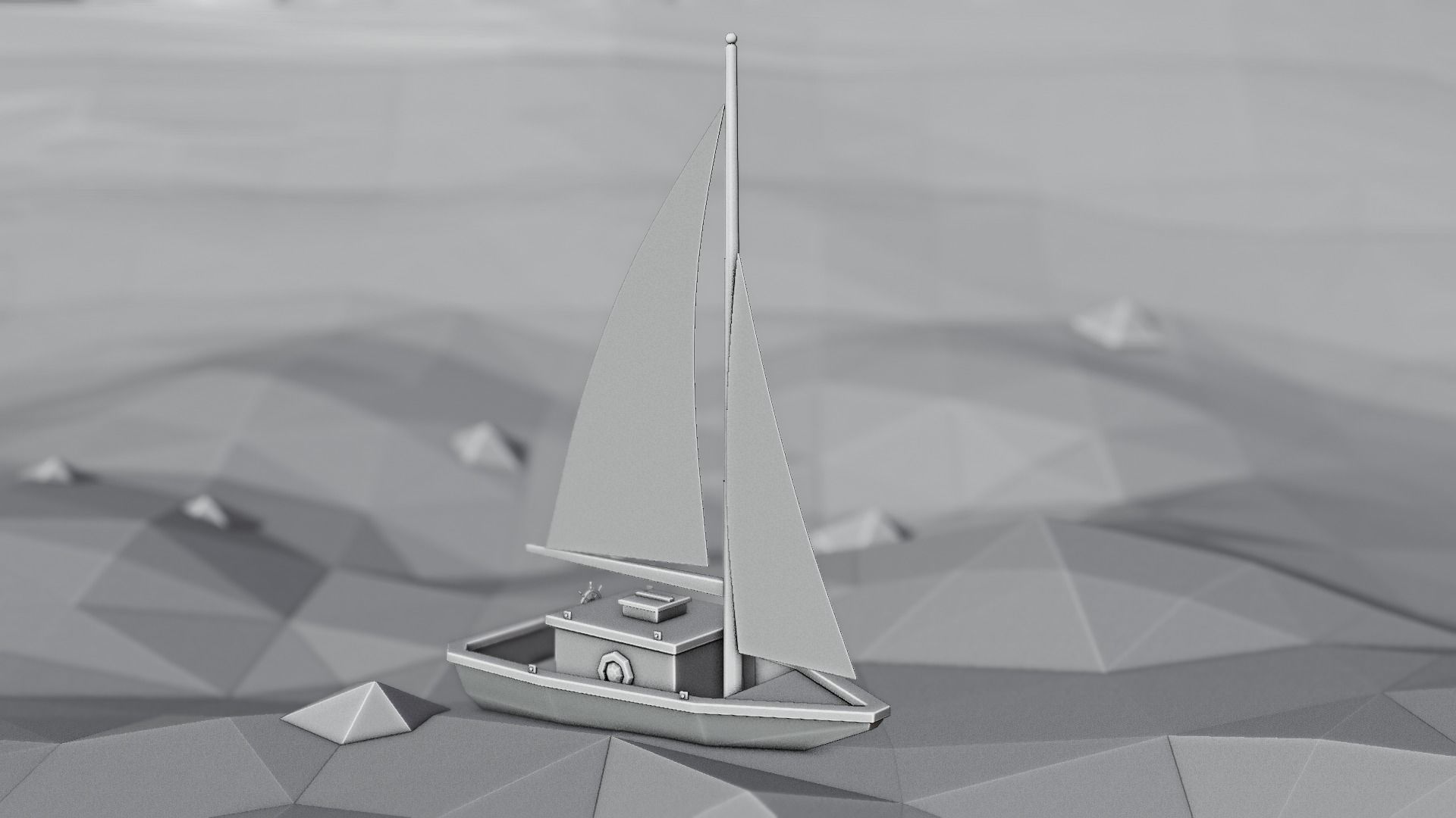 Stylized Low Poly Sailboat - Optimized 3D Model Asset Low-poly 3D model_7