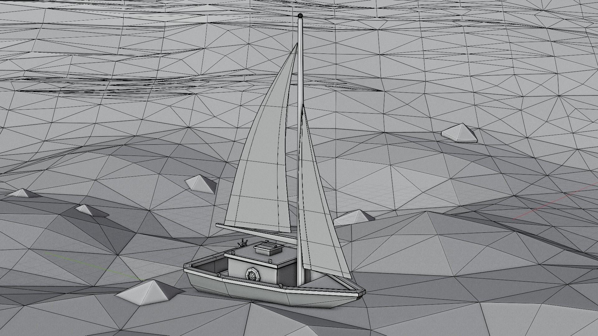 Stylized Low Poly Sailboat - Optimized 3D Model Asset Low-poly 3D model_9