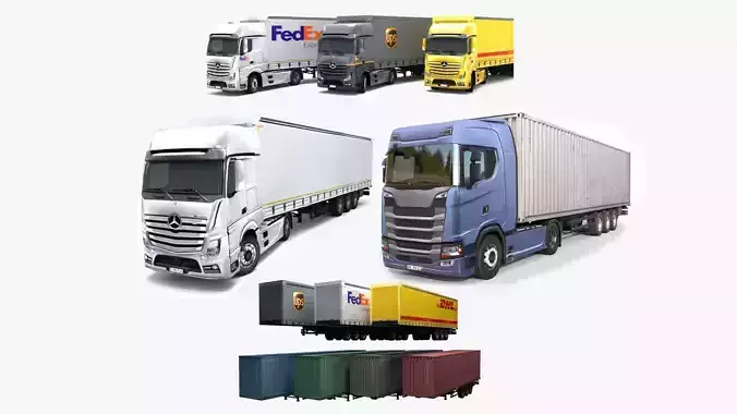 Trucks and trailers 3D Model Collection