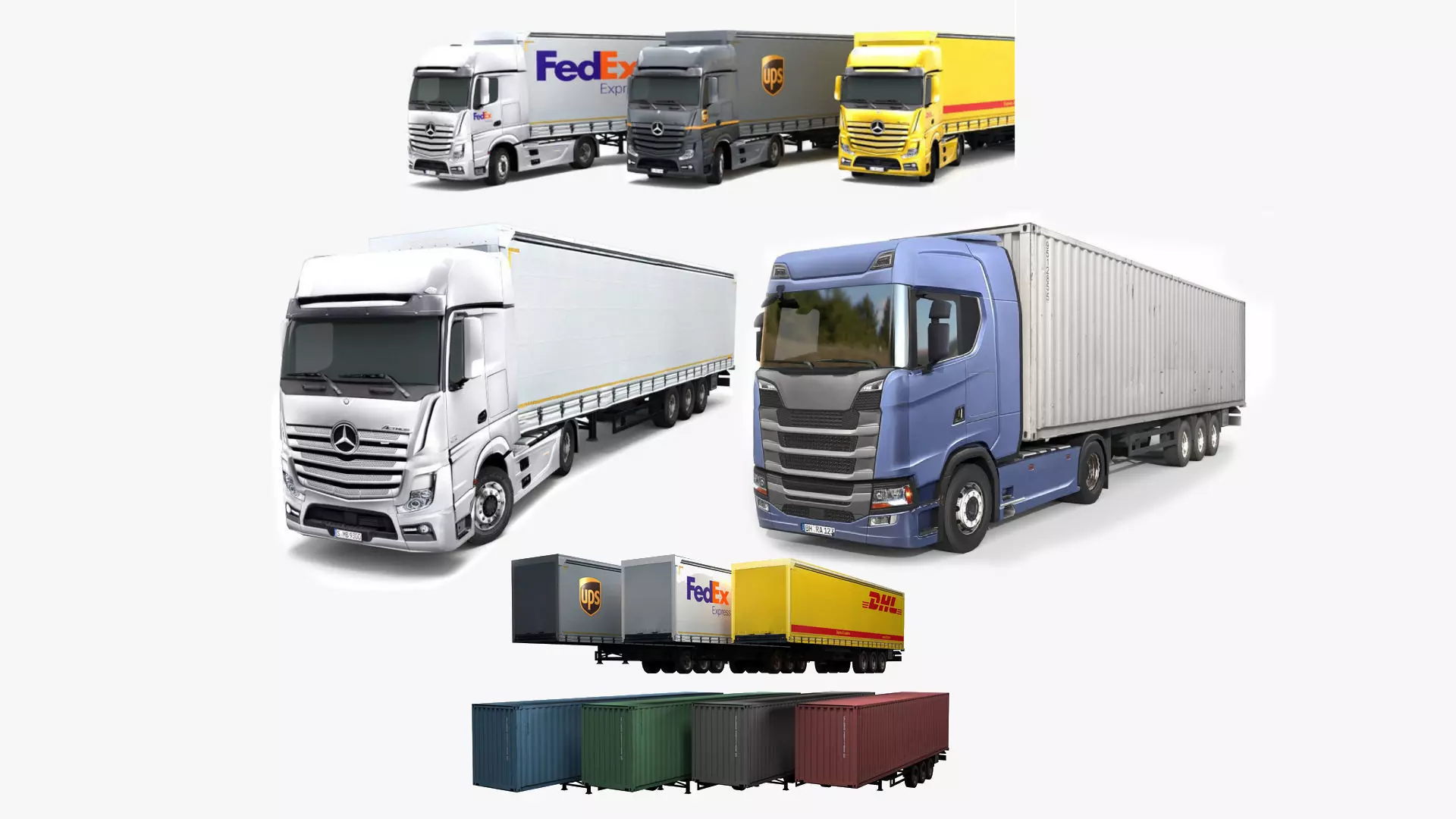 Trucks and trailers 3D Model Collection_0