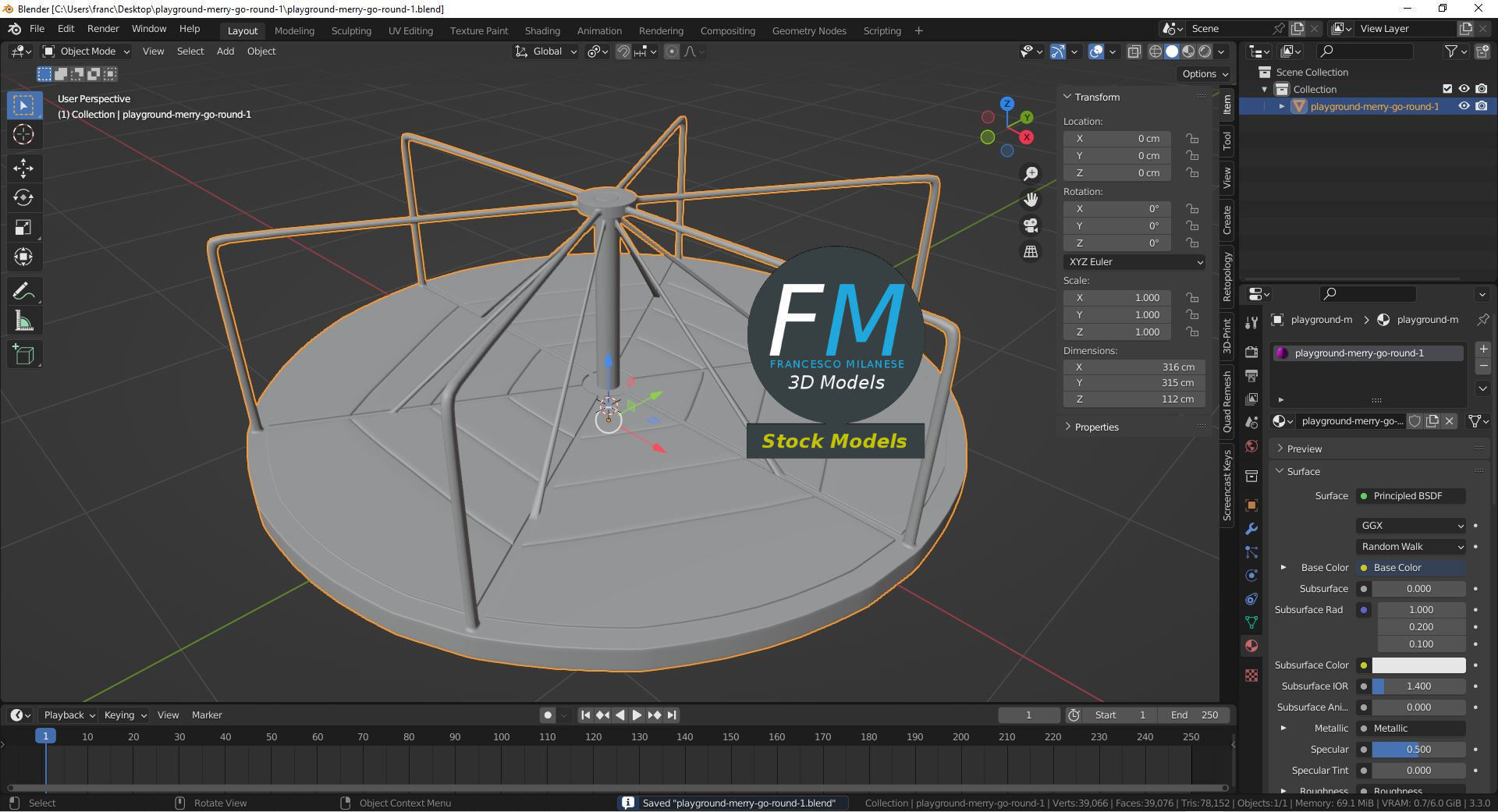 Playground merry-go-round 1 3D model_9