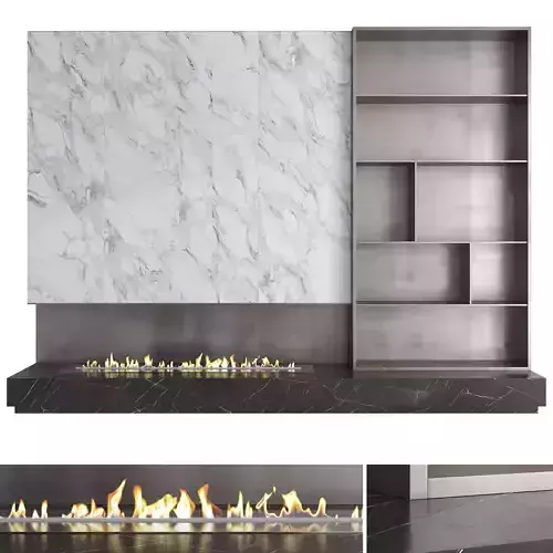Decorative wall with fireplace set 20