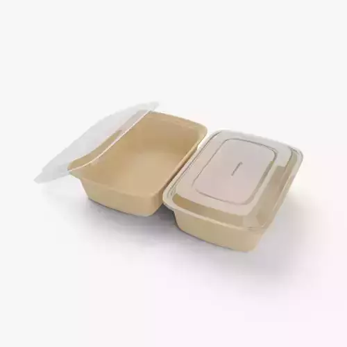 Rectangle Meal Prep Container 3 Low-poly 3D model