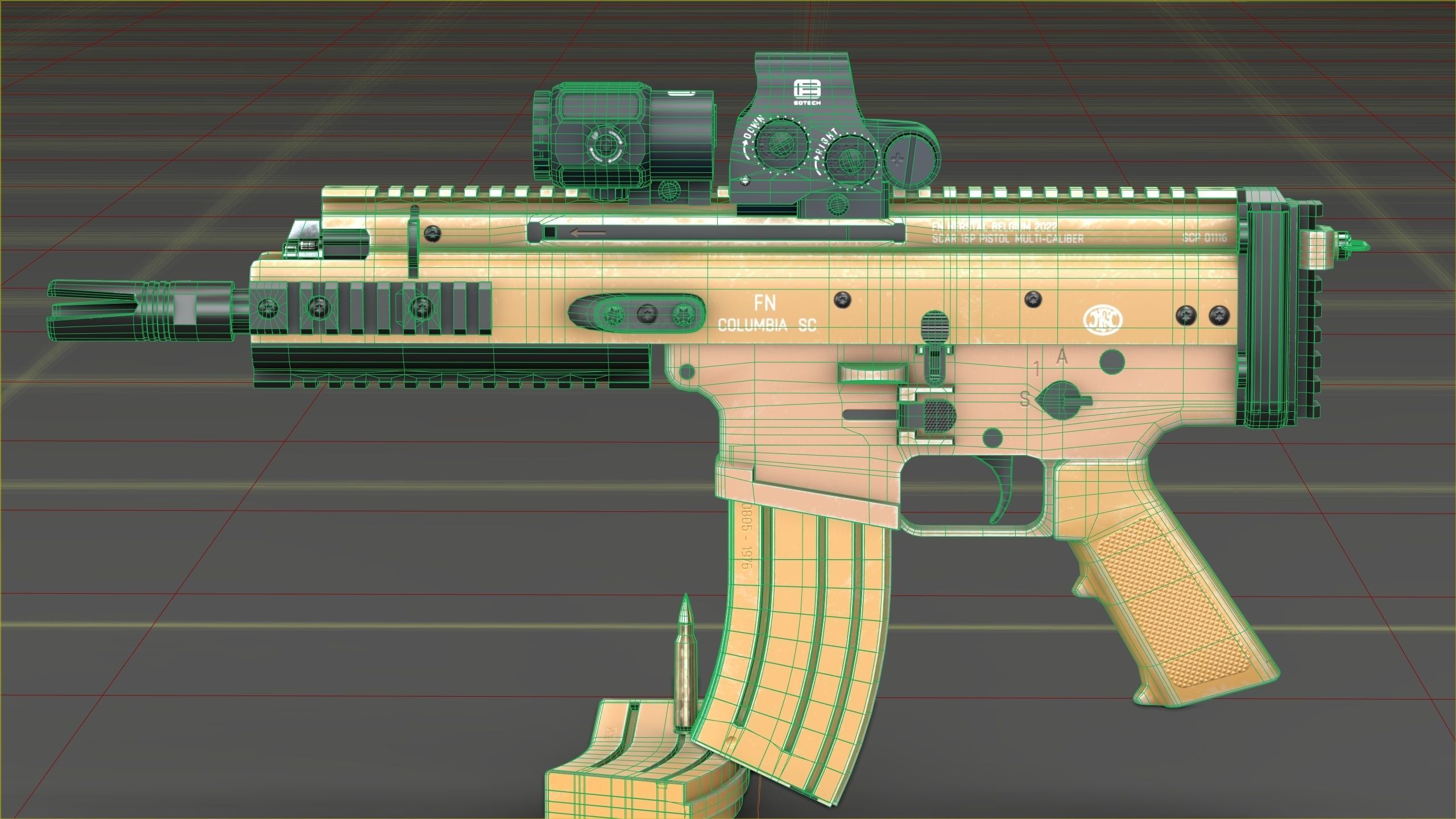 FN Scar 15P with Eotech Optics Low-poly 3D model_34
