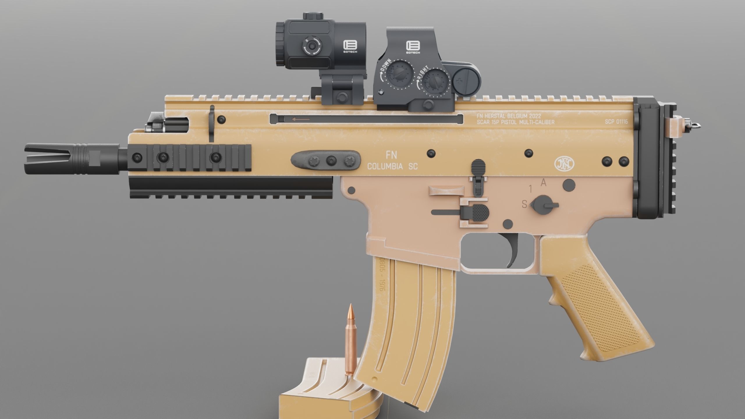 FN Scar 15P with Eotech Optics Low-poly 3D model_8
