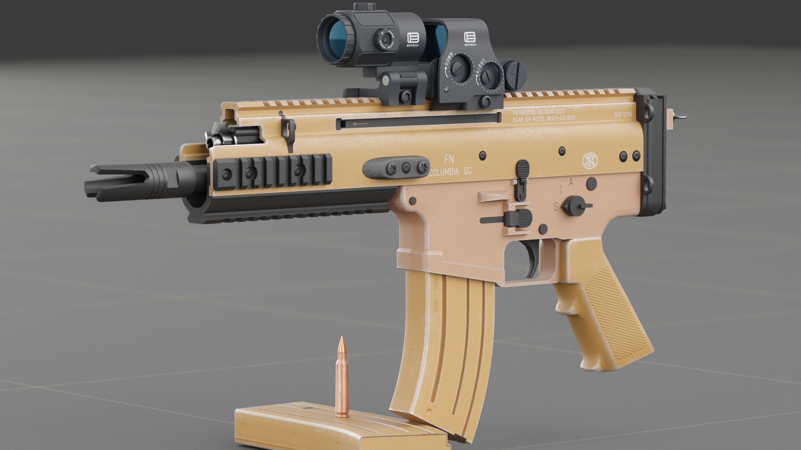 FN Scar 15P with Eotech Optics Low-poly 3D model_5