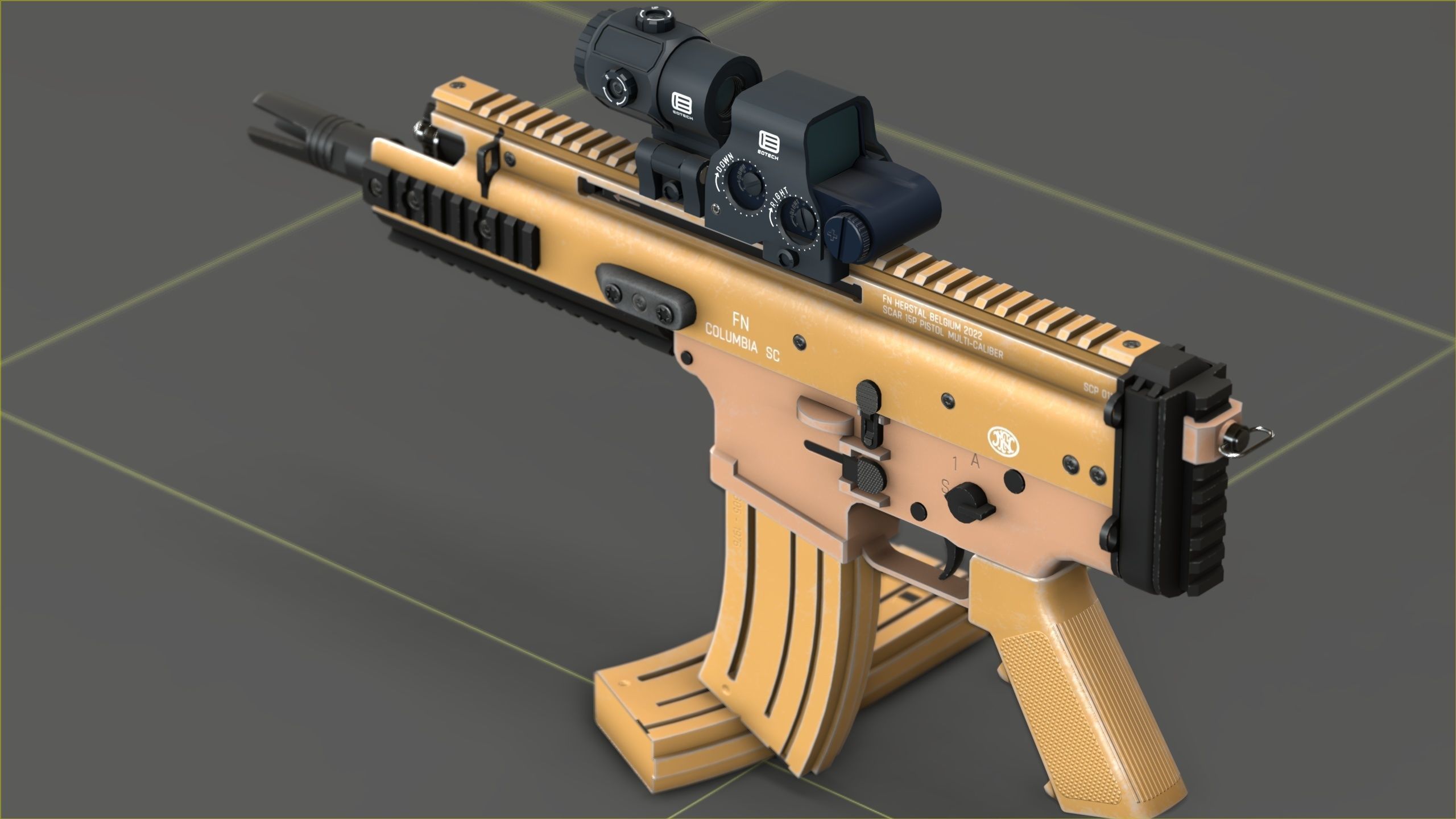 FN Scar 15P with Eotech Optics Low-poly 3D model_11