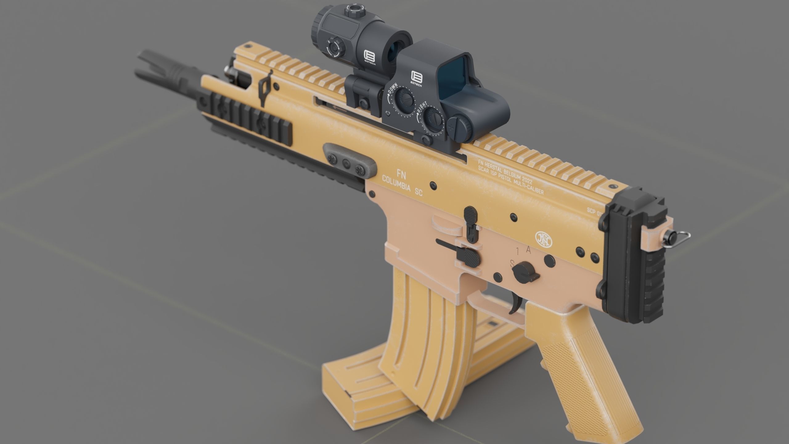 FN Scar 15P with Eotech Optics Low-poly 3D model_1