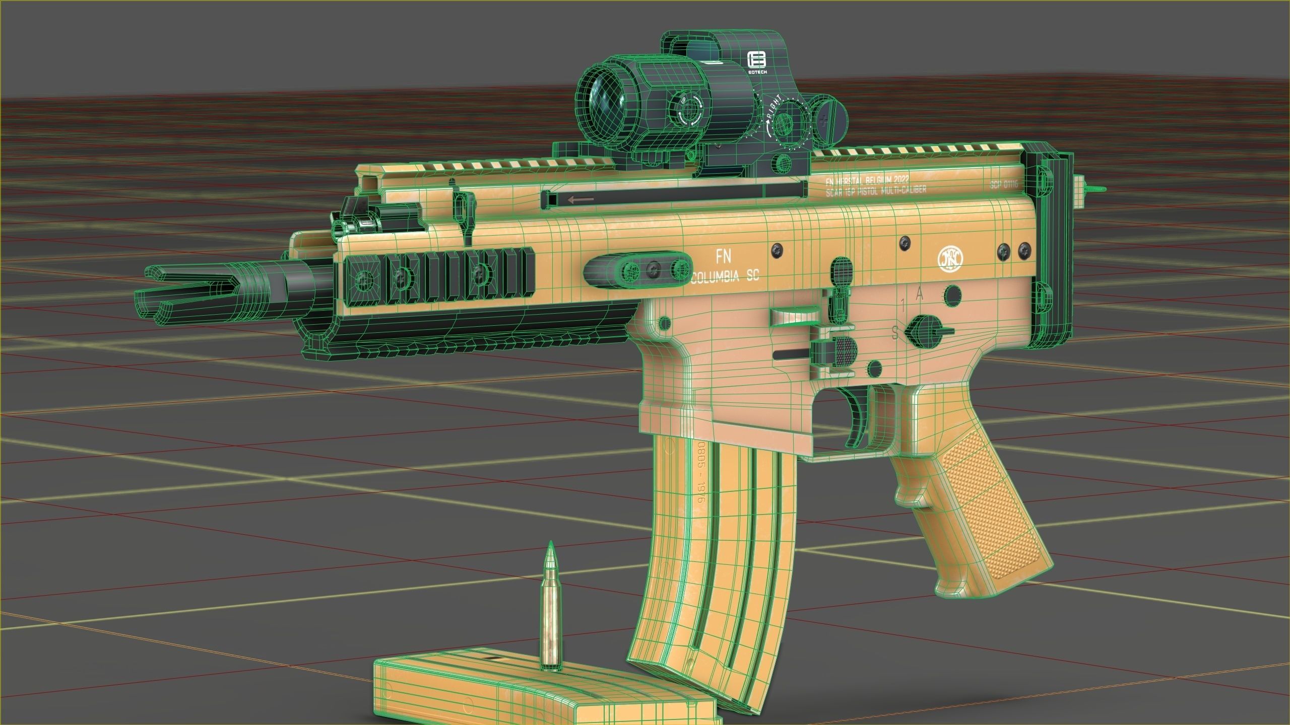FN Scar 15P with Eotech Optics Low-poly 3D model_25