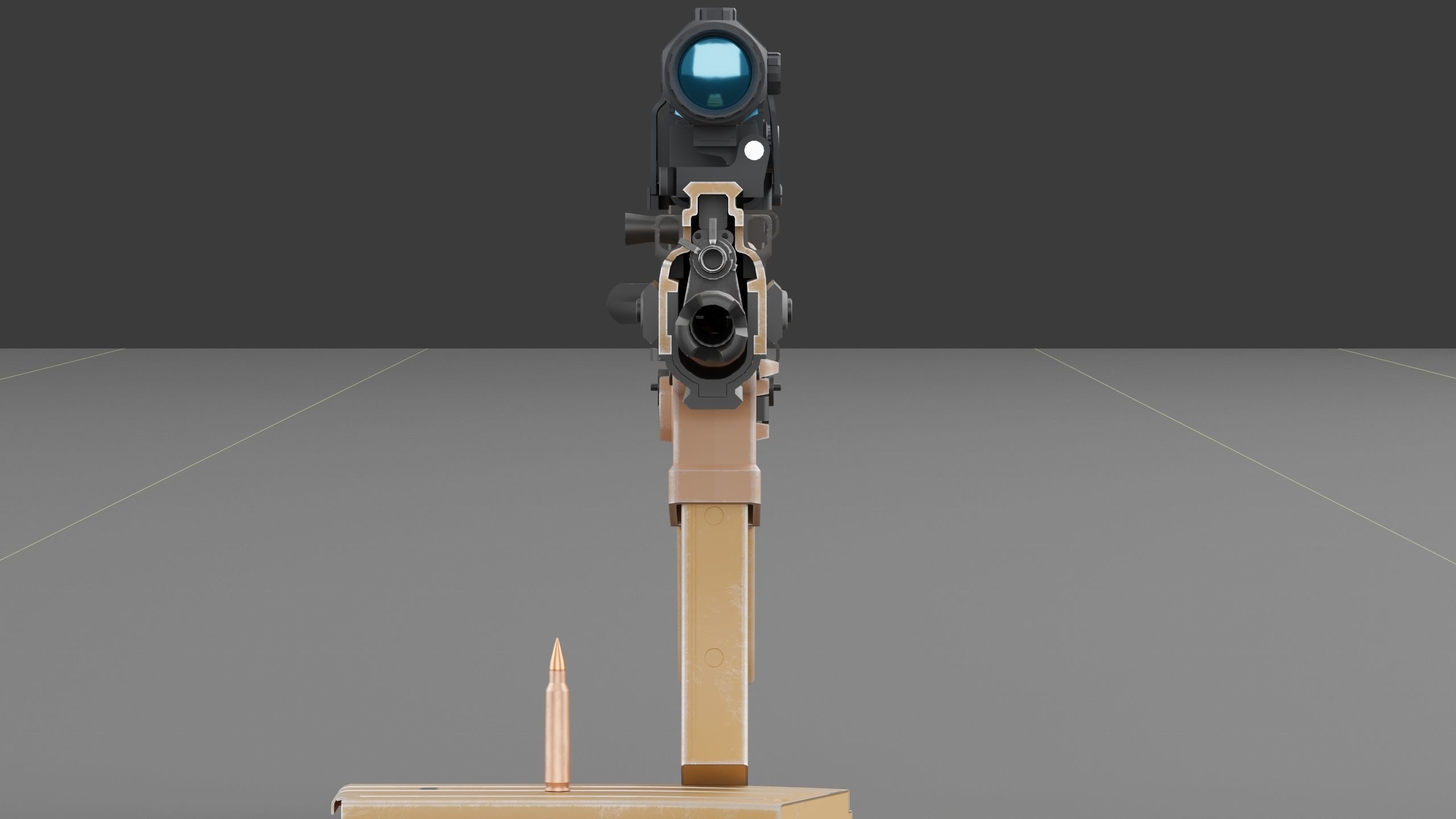 FN Scar 15P with Eotech Optics Low-poly 3D model_4