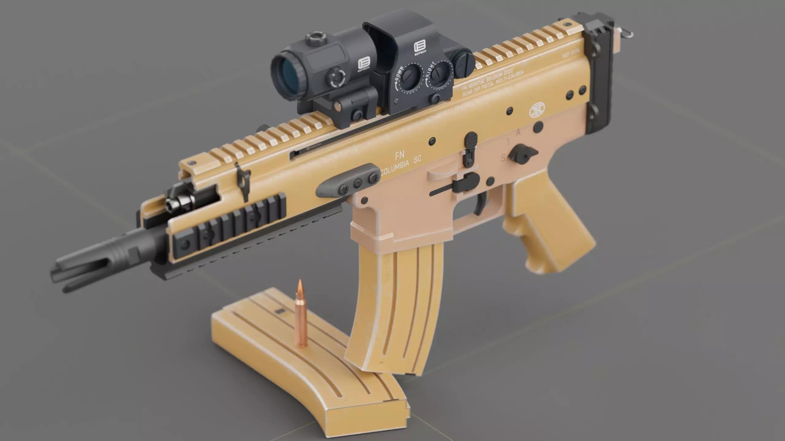 FN Scar 15P with Eotech Optics Low-poly 3D model_0
