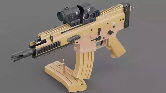 FN Scar 15P with Eotech Optics Low-poly 3D model