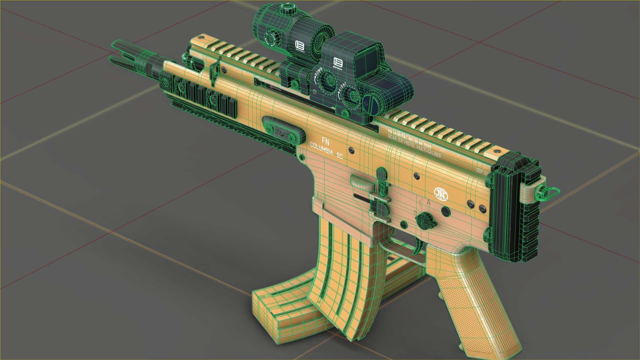FN Scar 15P with Eotech Optics Low-poly 3D model_12