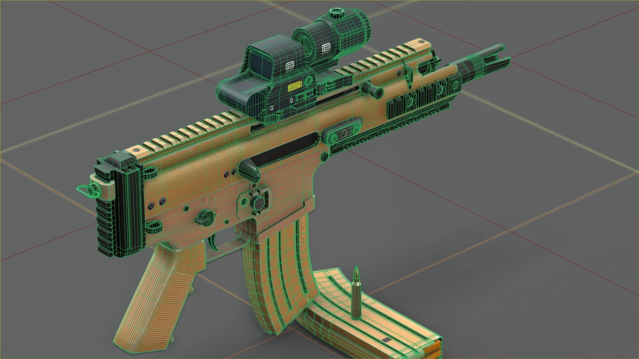 FN Scar 15P with Eotech Optics Low-poly 3D model_15