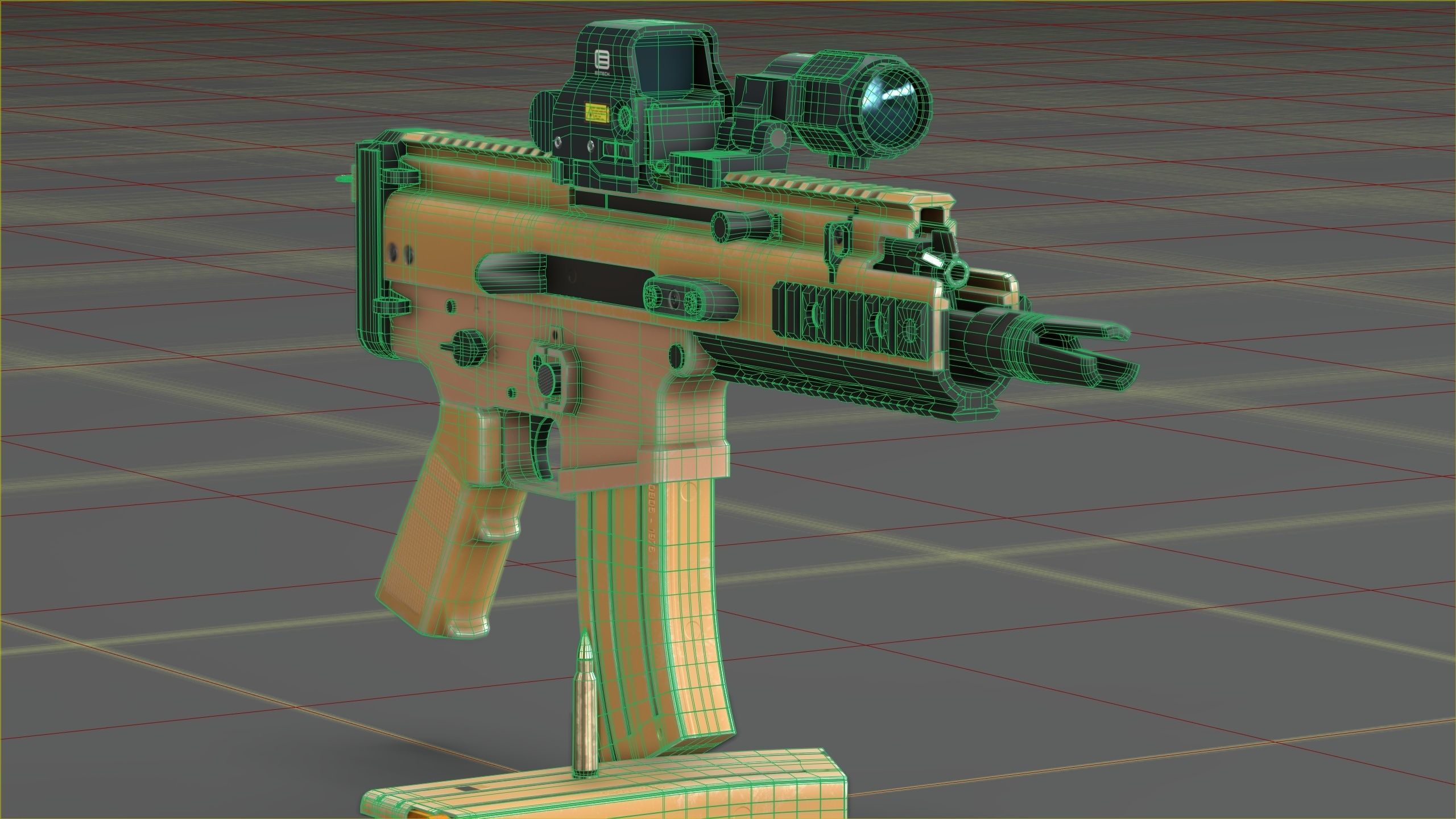 FN Scar 15P with Eotech Optics Low-poly 3D model_28