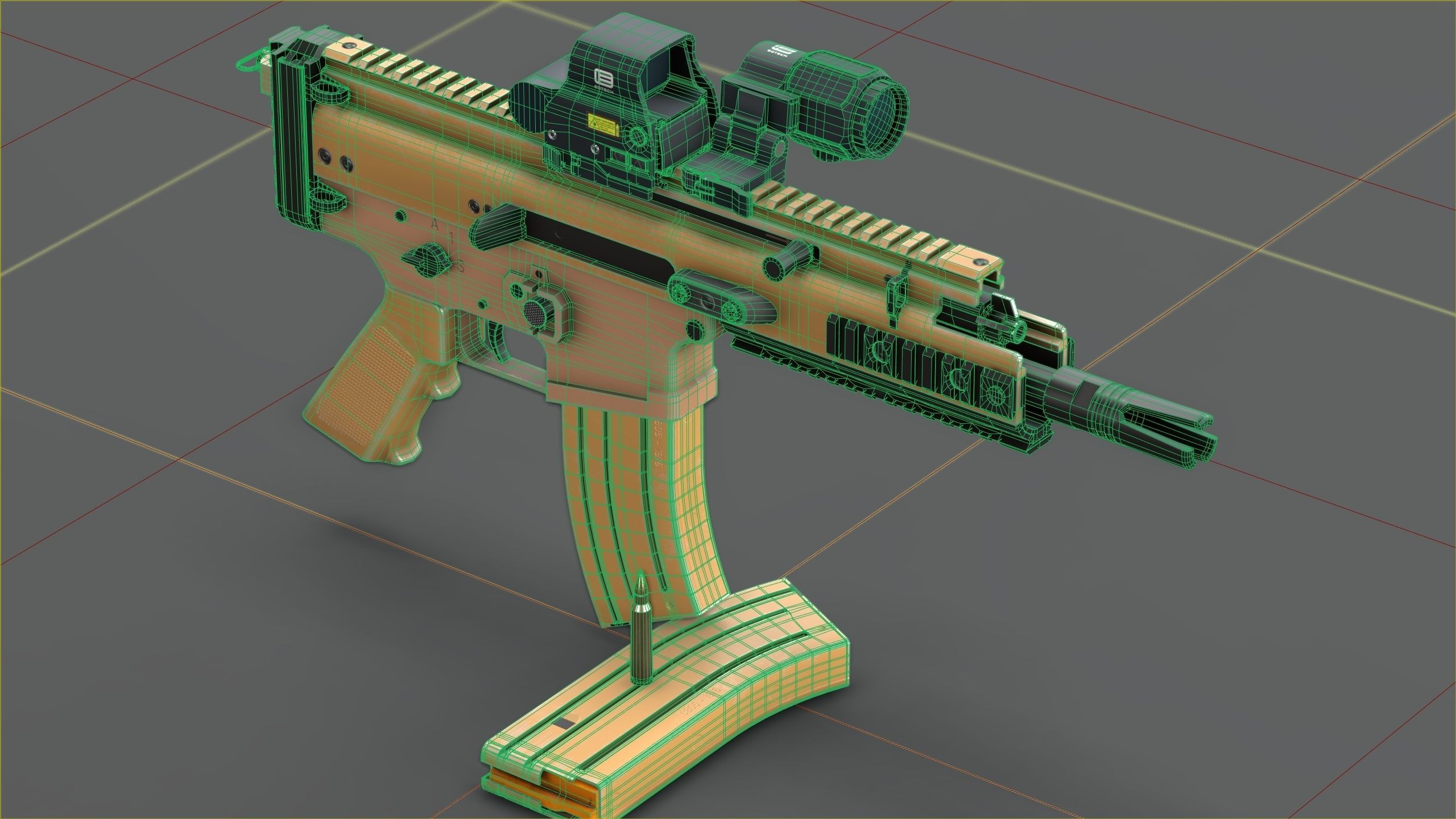 FN Scar 15P with Eotech Optics Low-poly 3D model_19
