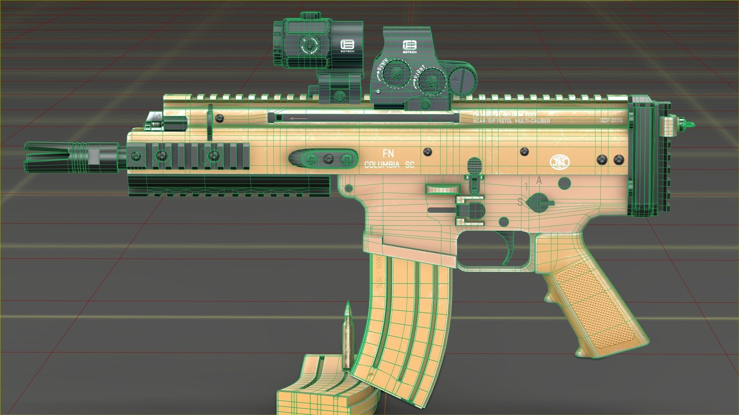FN Scar 15P with Eotech Optics Low-poly 3D model_33
