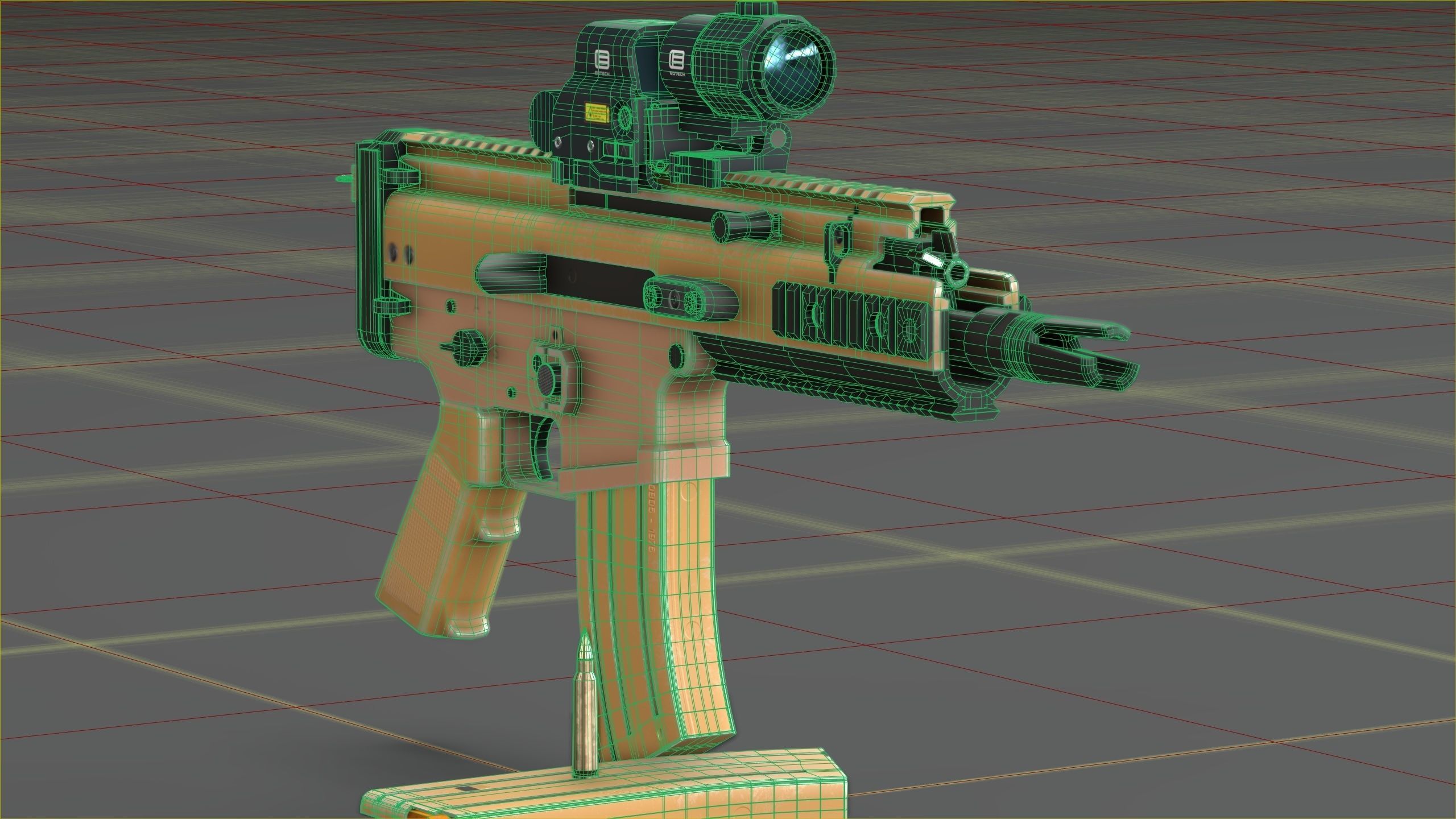 FN Scar 15P with Eotech Optics Low-poly 3D model_27