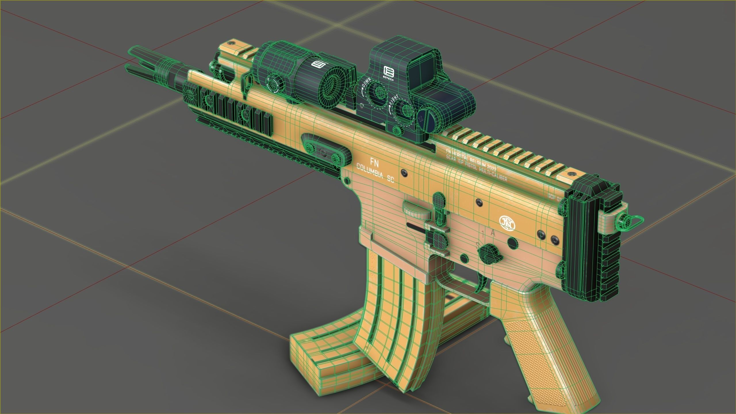 FN Scar 15P with Eotech Optics Low-poly 3D model_13