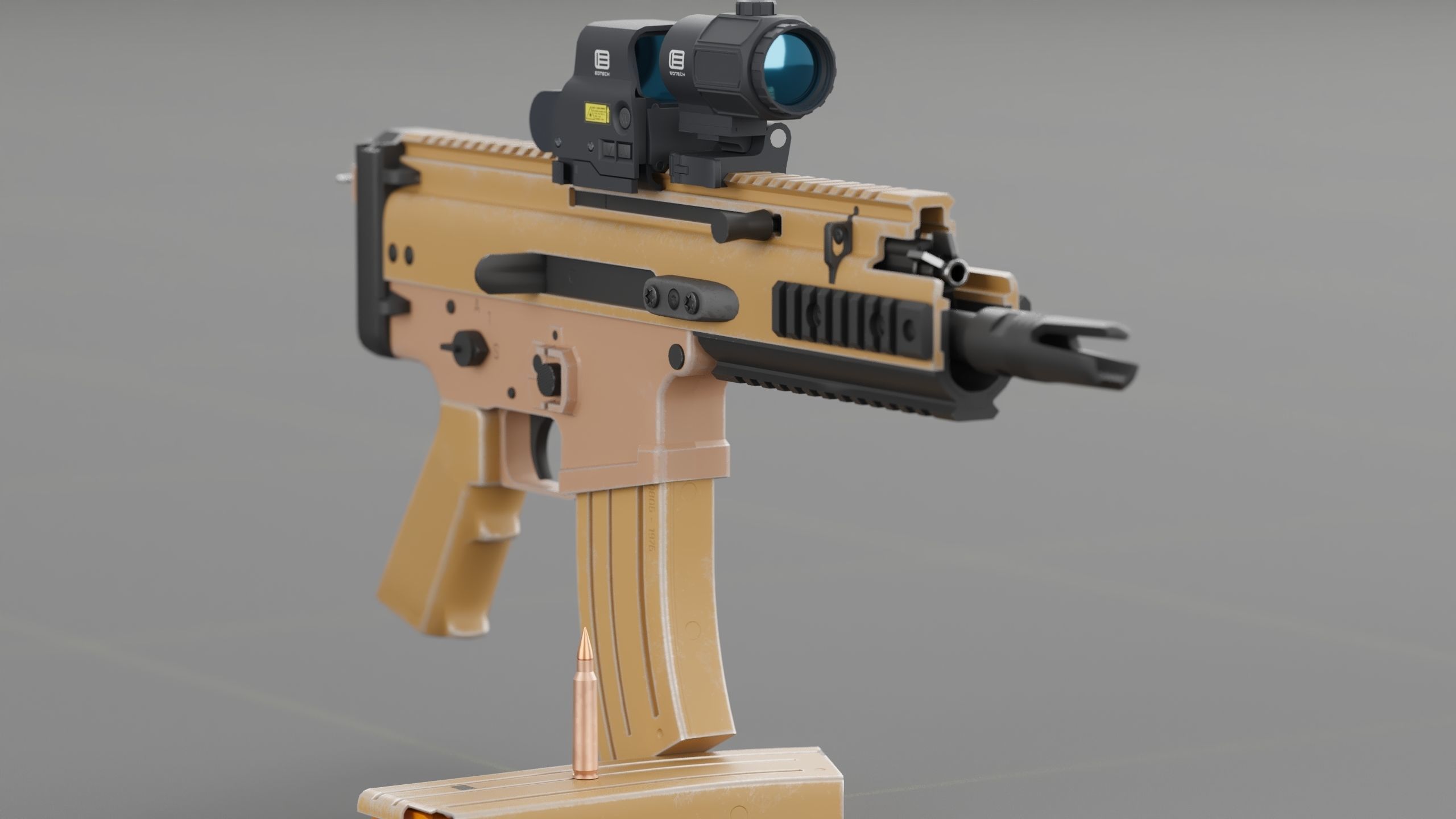 FN Scar 15P with Eotech Optics Low-poly 3D model_6