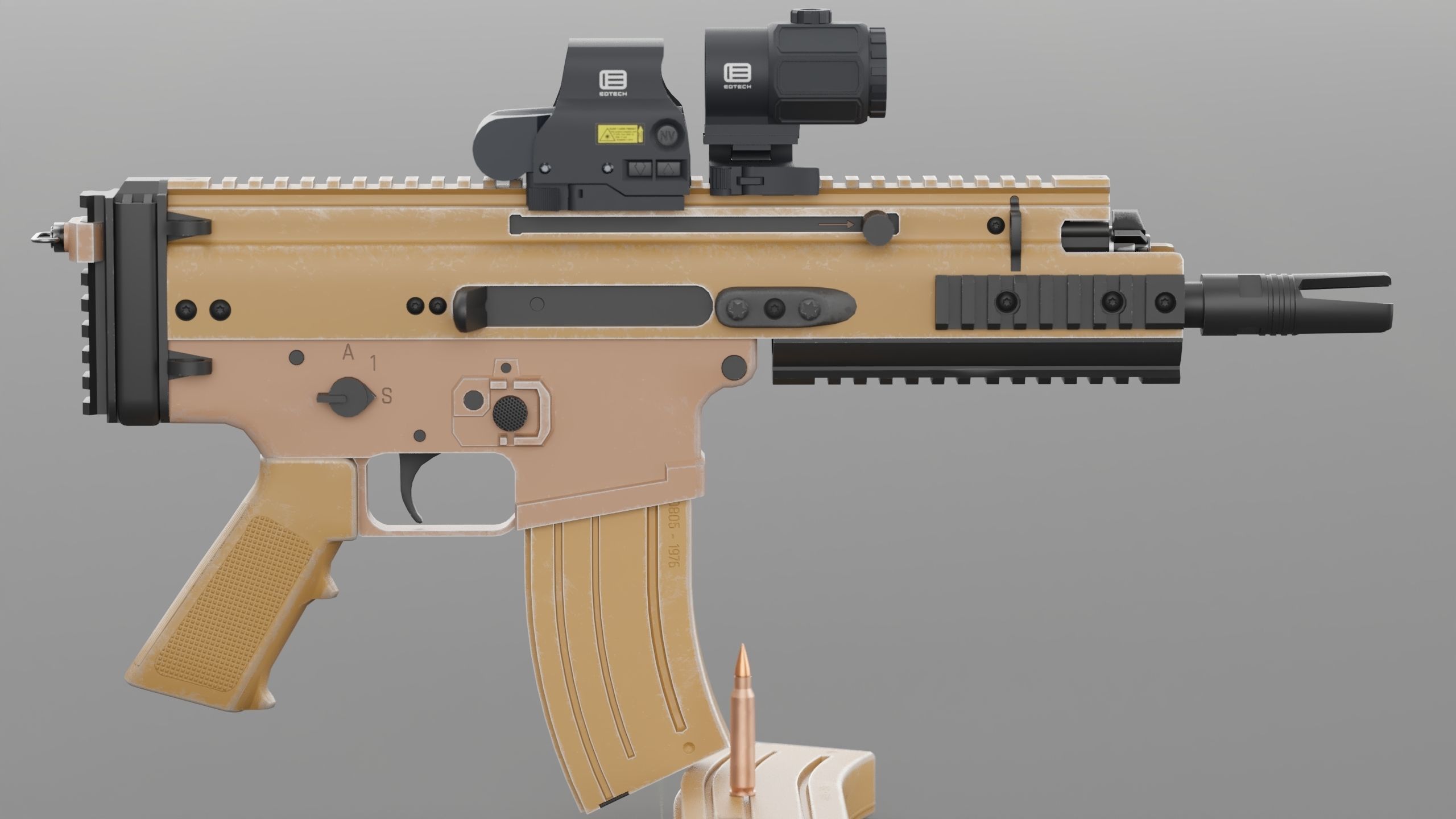 FN Scar 15P with Eotech Optics Low-poly 3D model_7