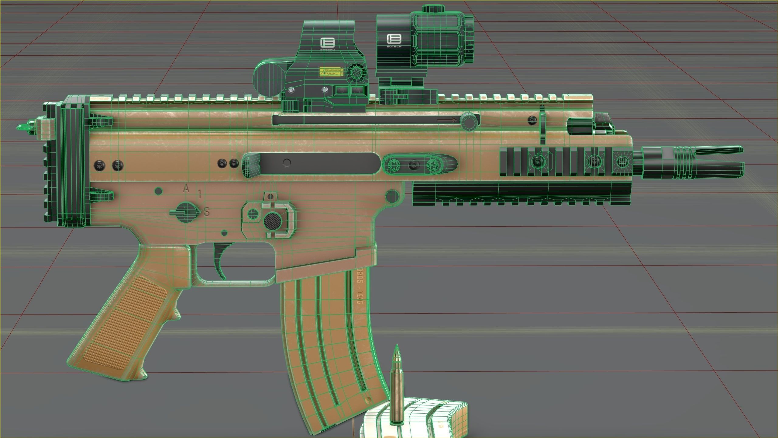 FN Scar 15P with Eotech Optics Low-poly 3D model_30