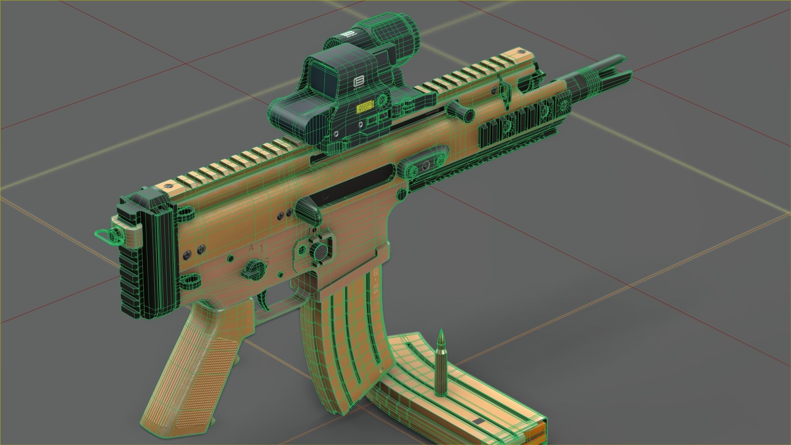 FN Scar 15P with Eotech Optics Low-poly 3D model_16