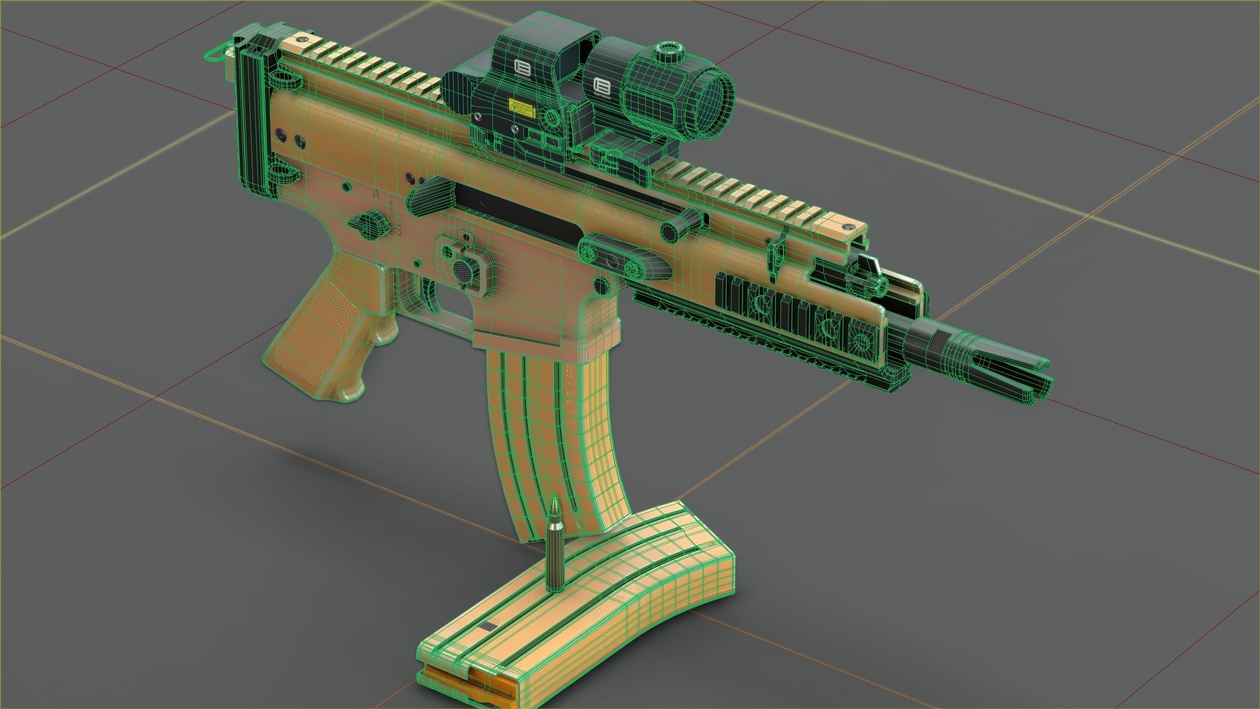 FN Scar 15P with Eotech Optics Low-poly 3D model_18