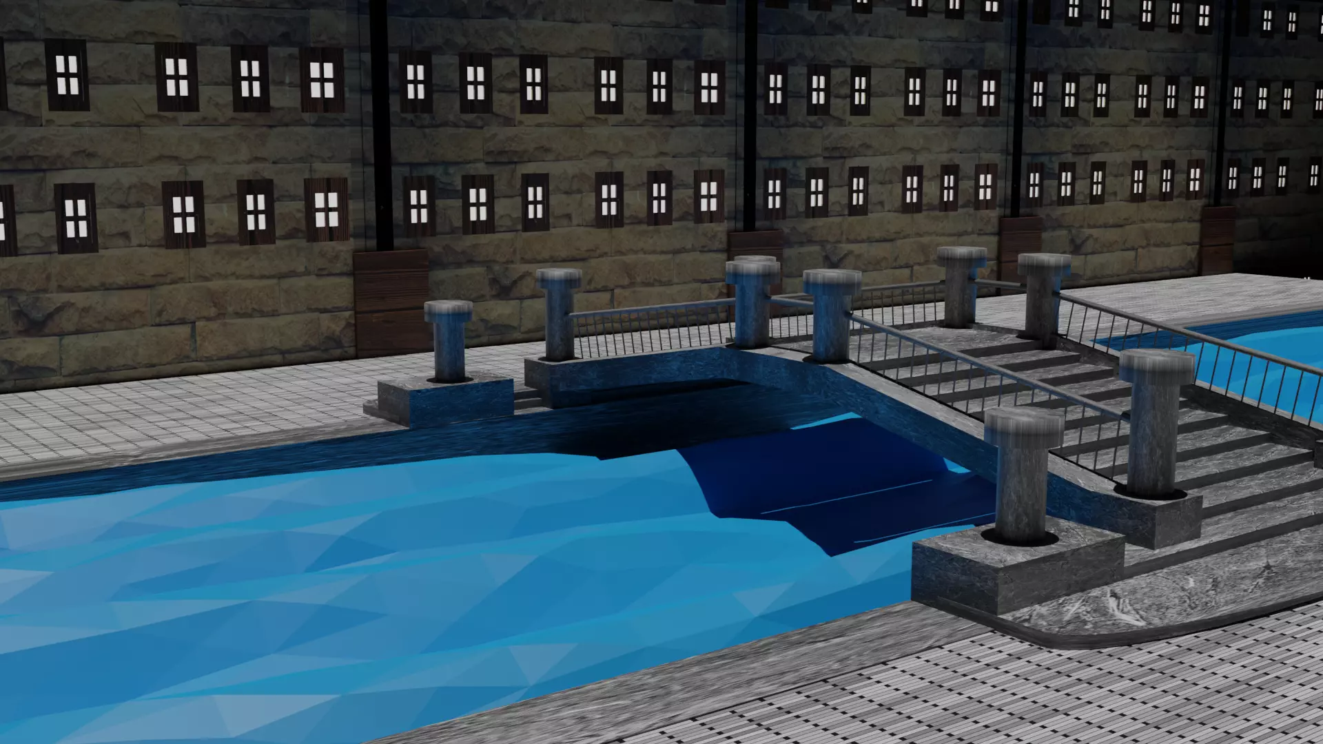 canal near residential area front Free 3D model