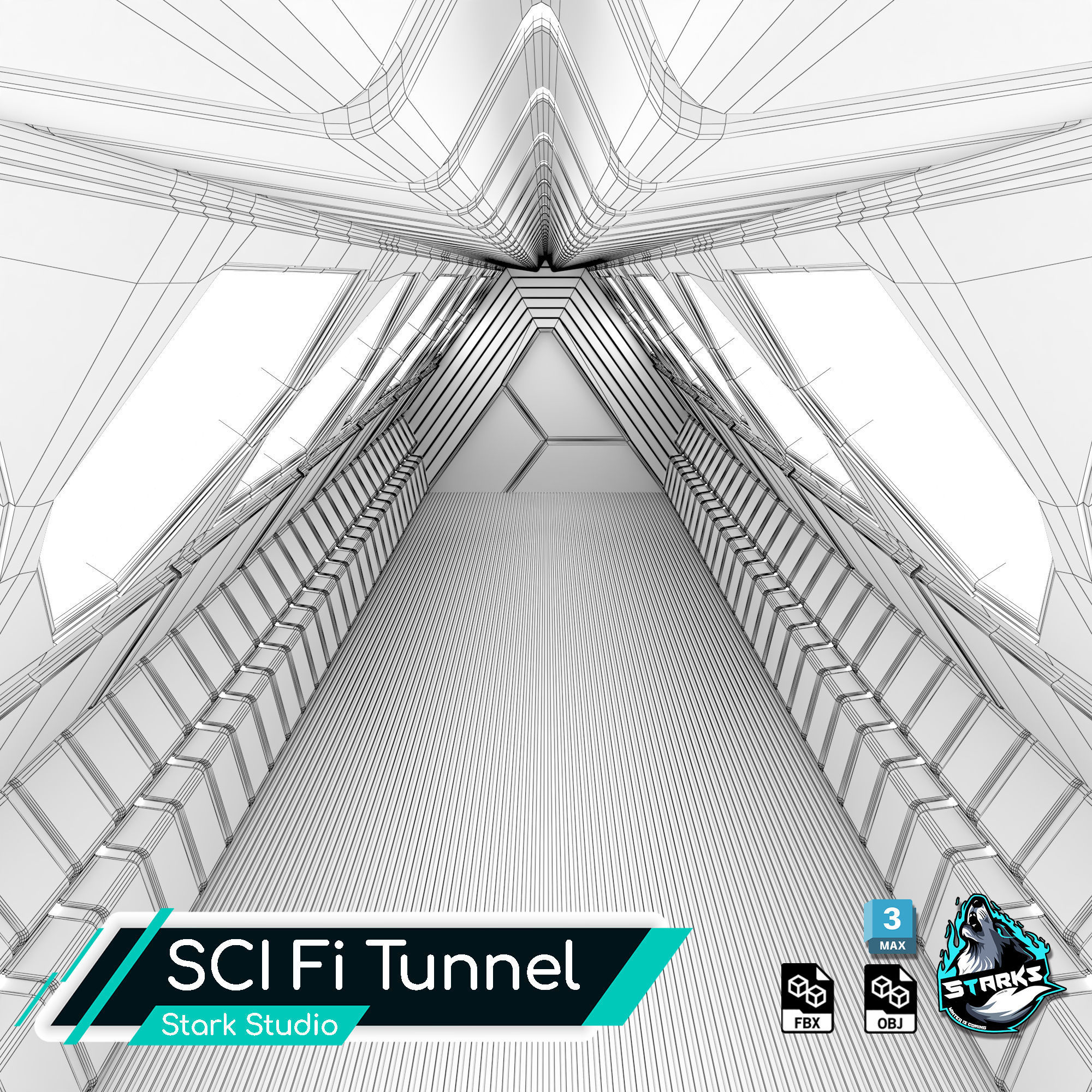 Sci fi Tunnel Free low-poly 3D model_8