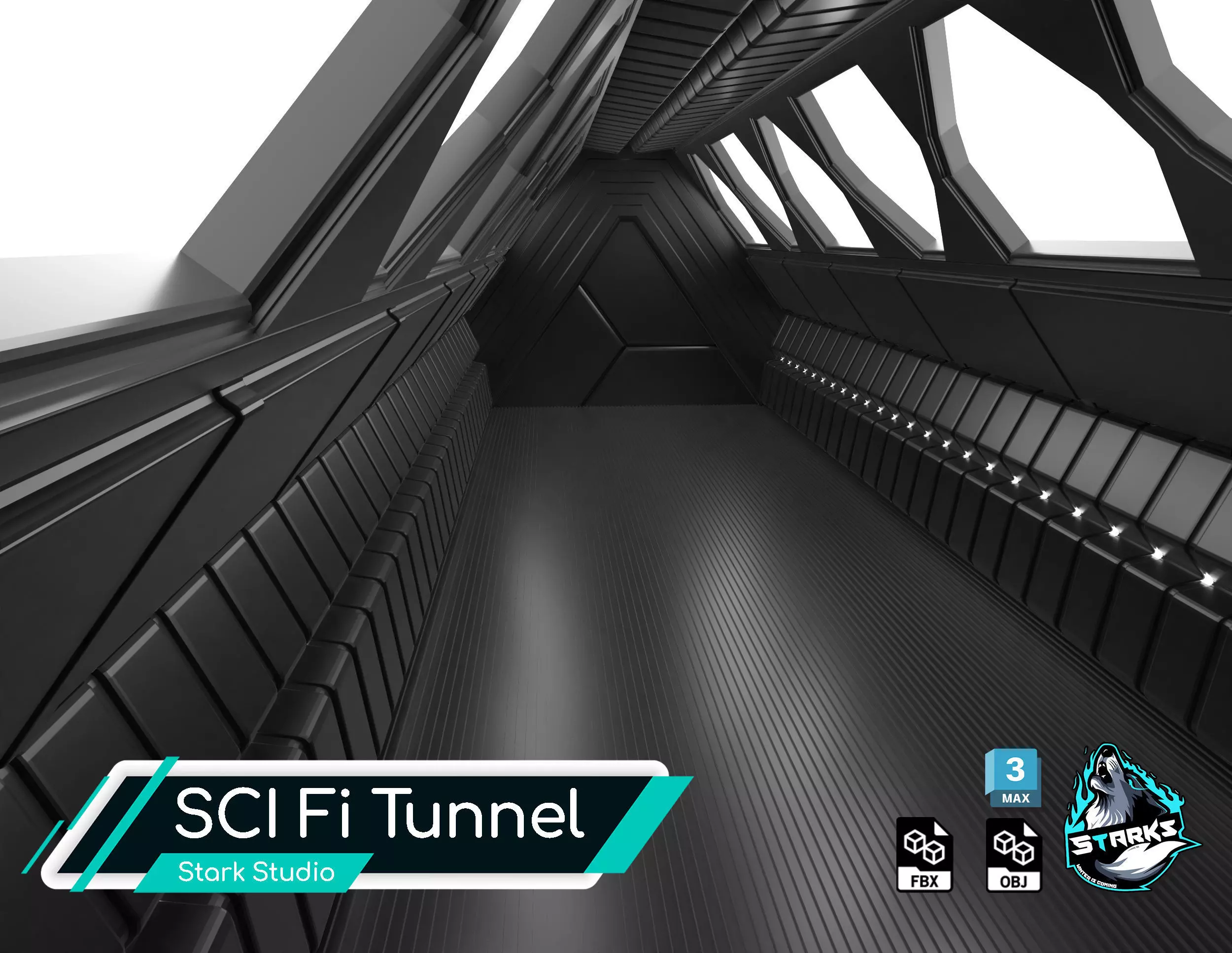 Sci fi Tunnel Free low-poly 3D model_0