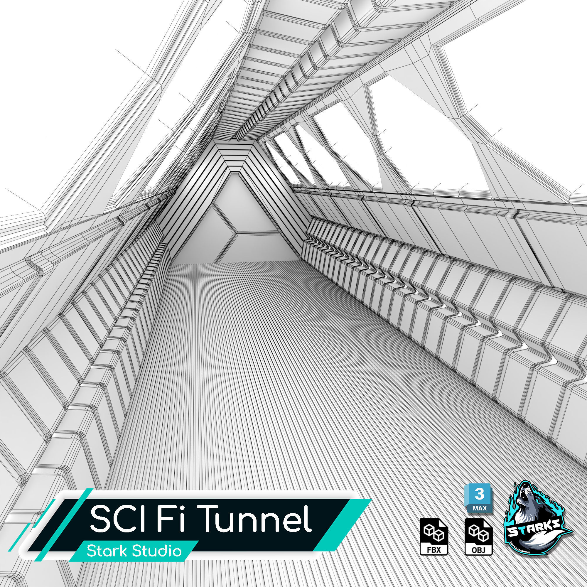 Sci fi Tunnel Free low-poly 3D model_7
