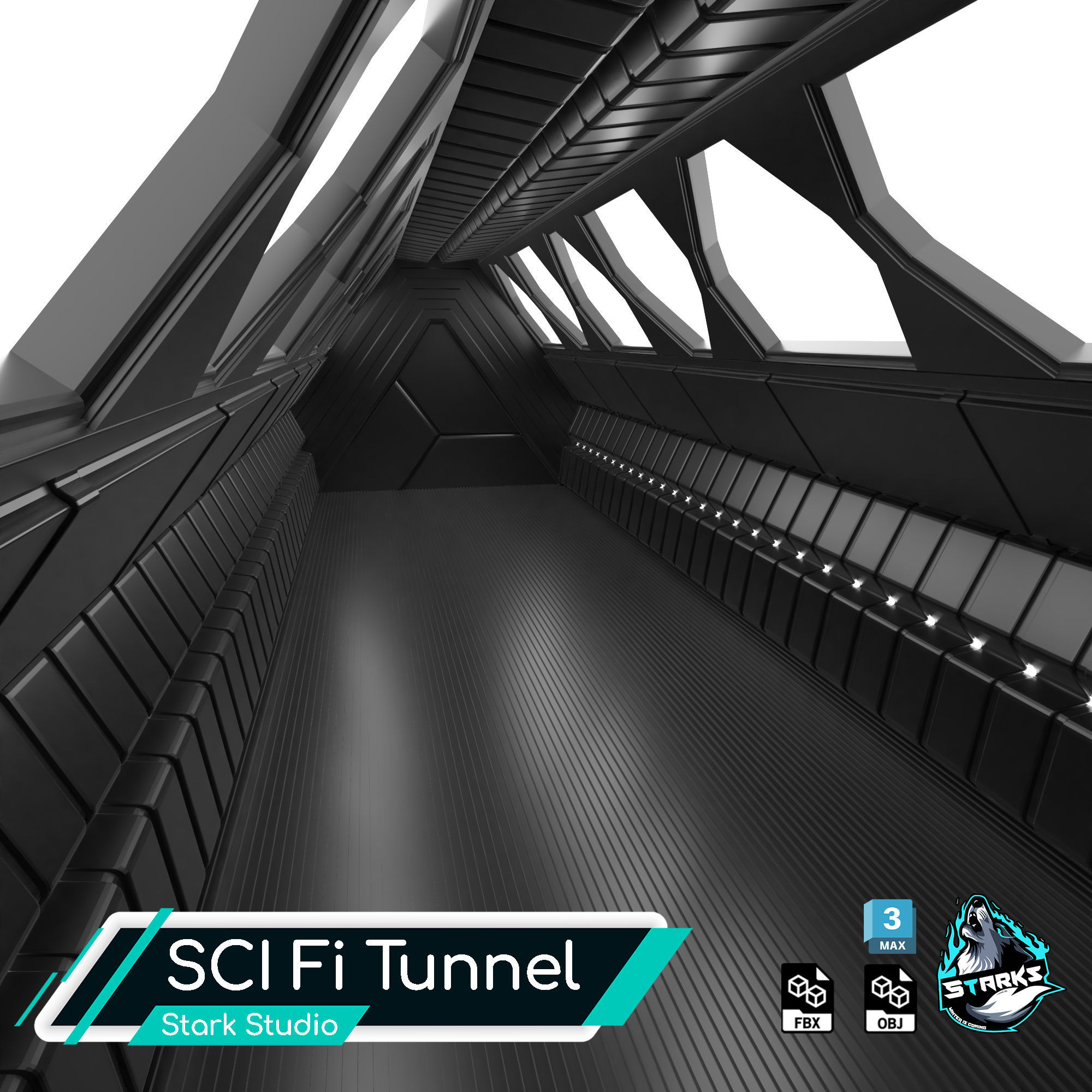 Sci fi Tunnel Free low-poly 3D model_4