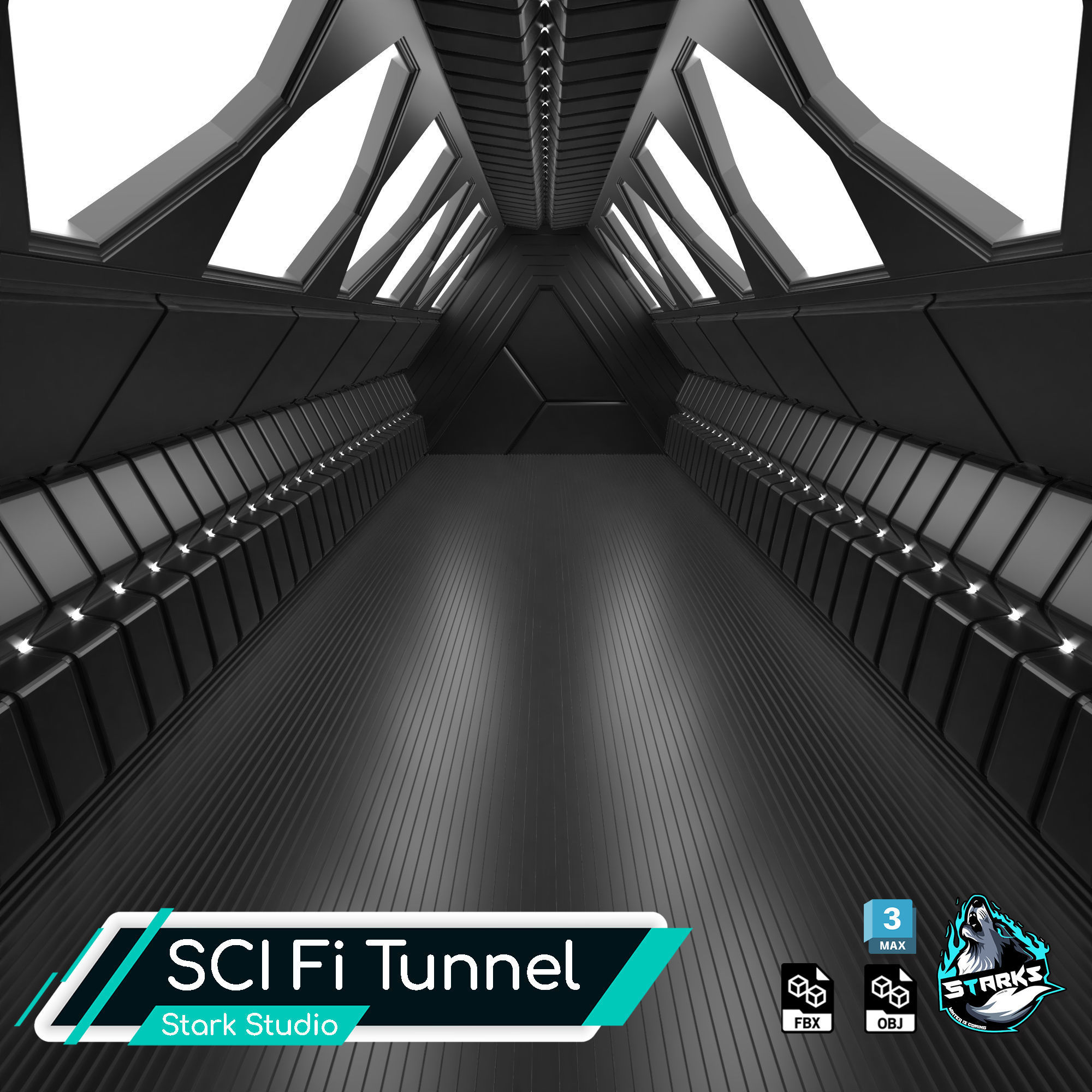 Sci fi Tunnel Free low-poly 3D model_5