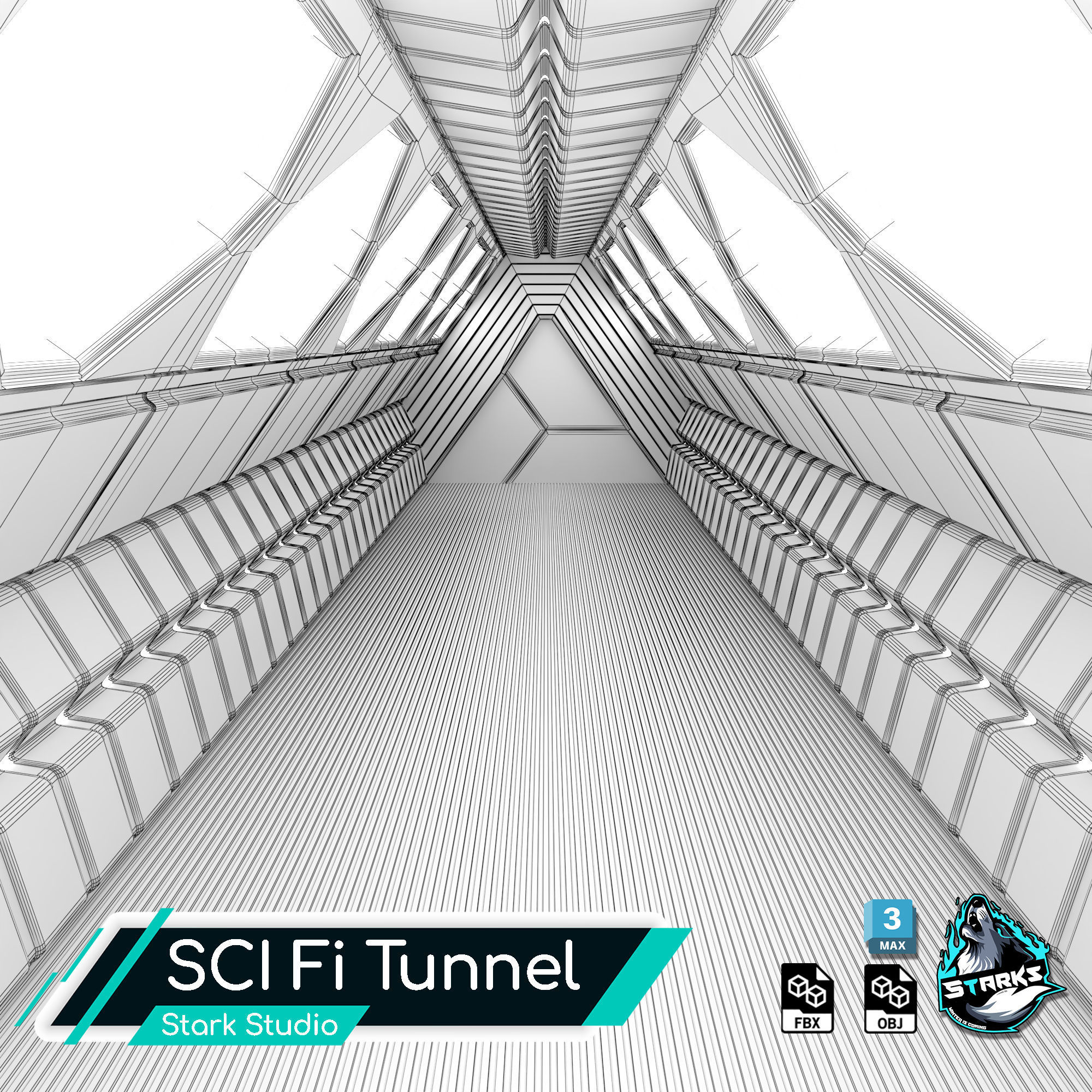 Sci fi Tunnel Free low-poly 3D model_6