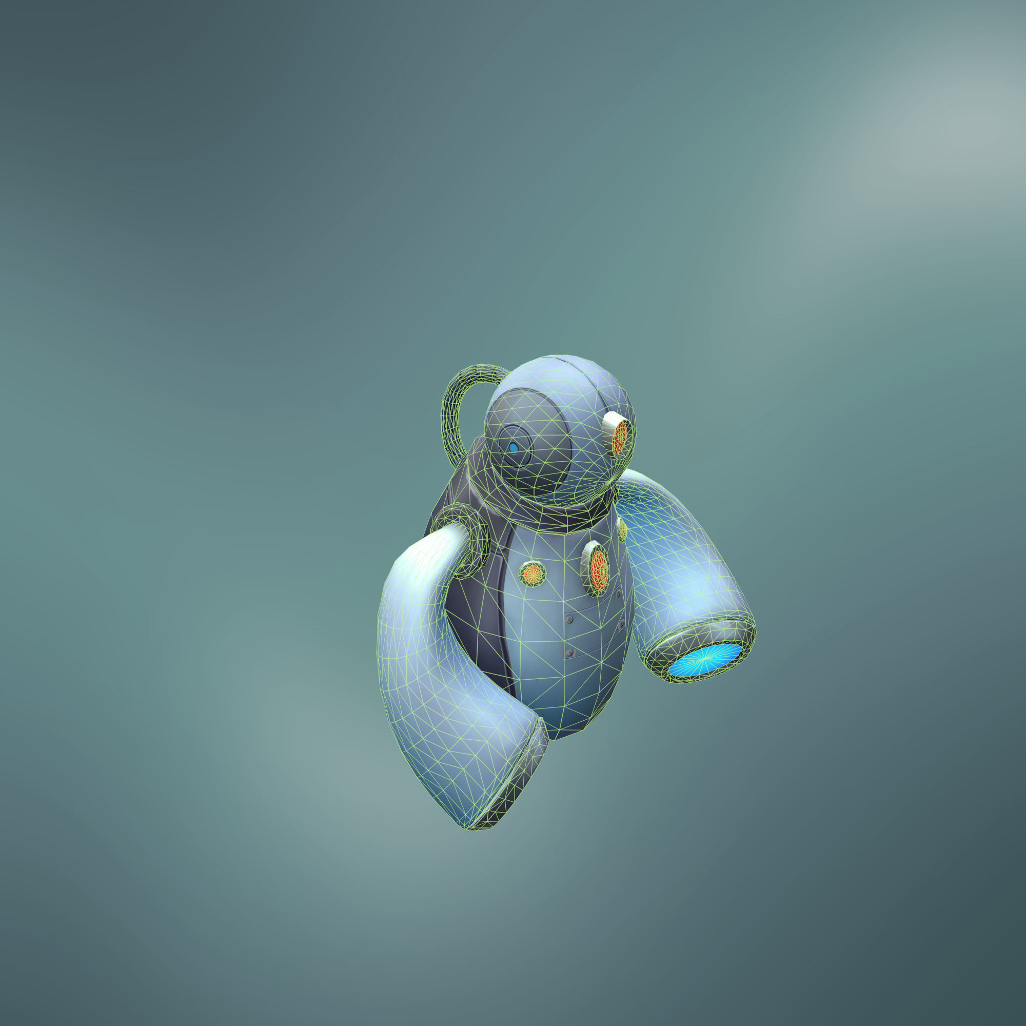 Sci-fi Robot stylized style Low-poly 3D model_8