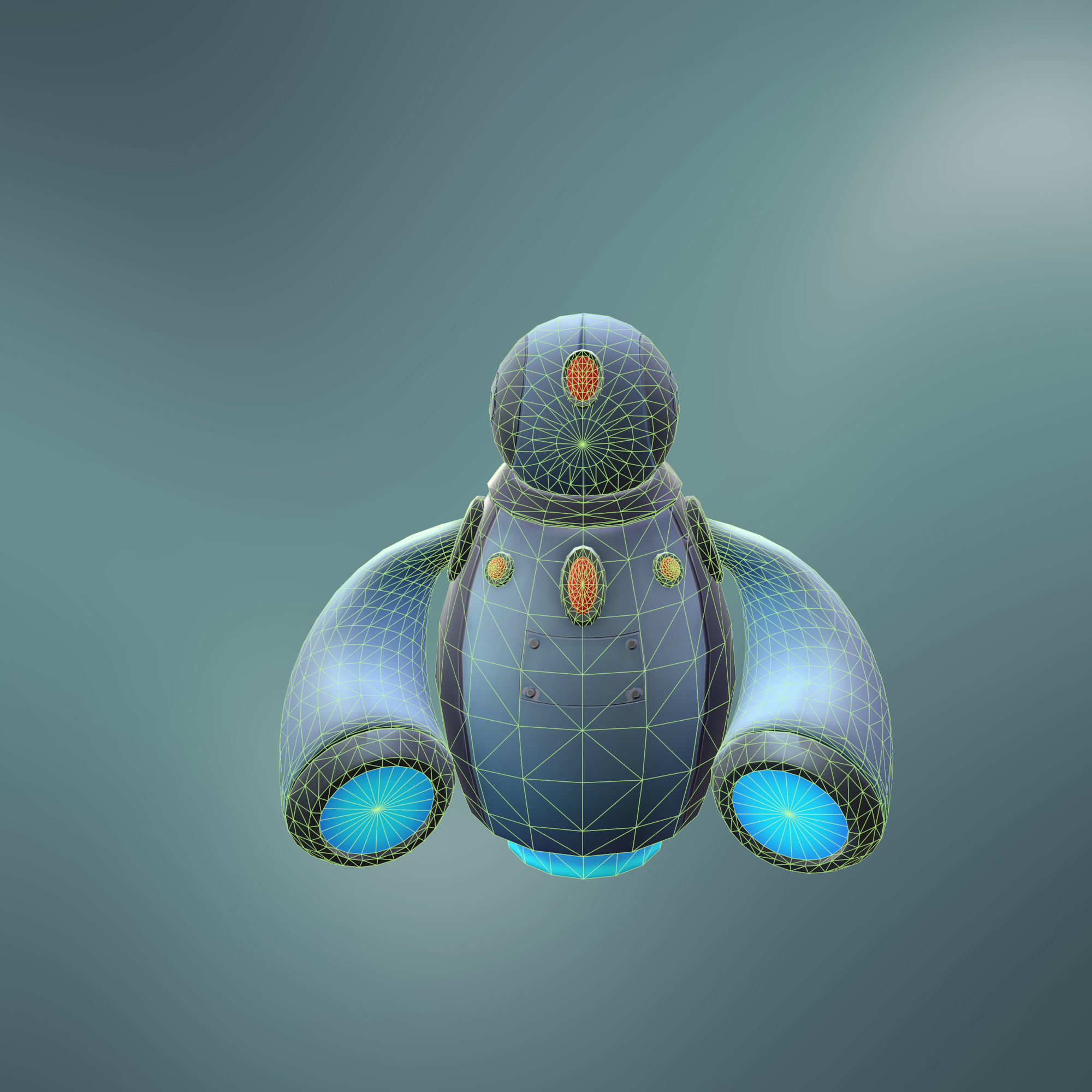 Sci-fi Robot stylized style Low-poly 3D model_7