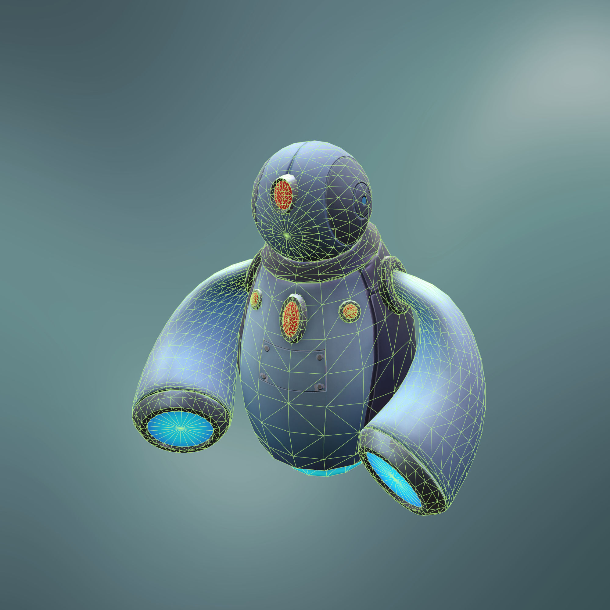 Sci-fi Robot stylized style Low-poly 3D model_6