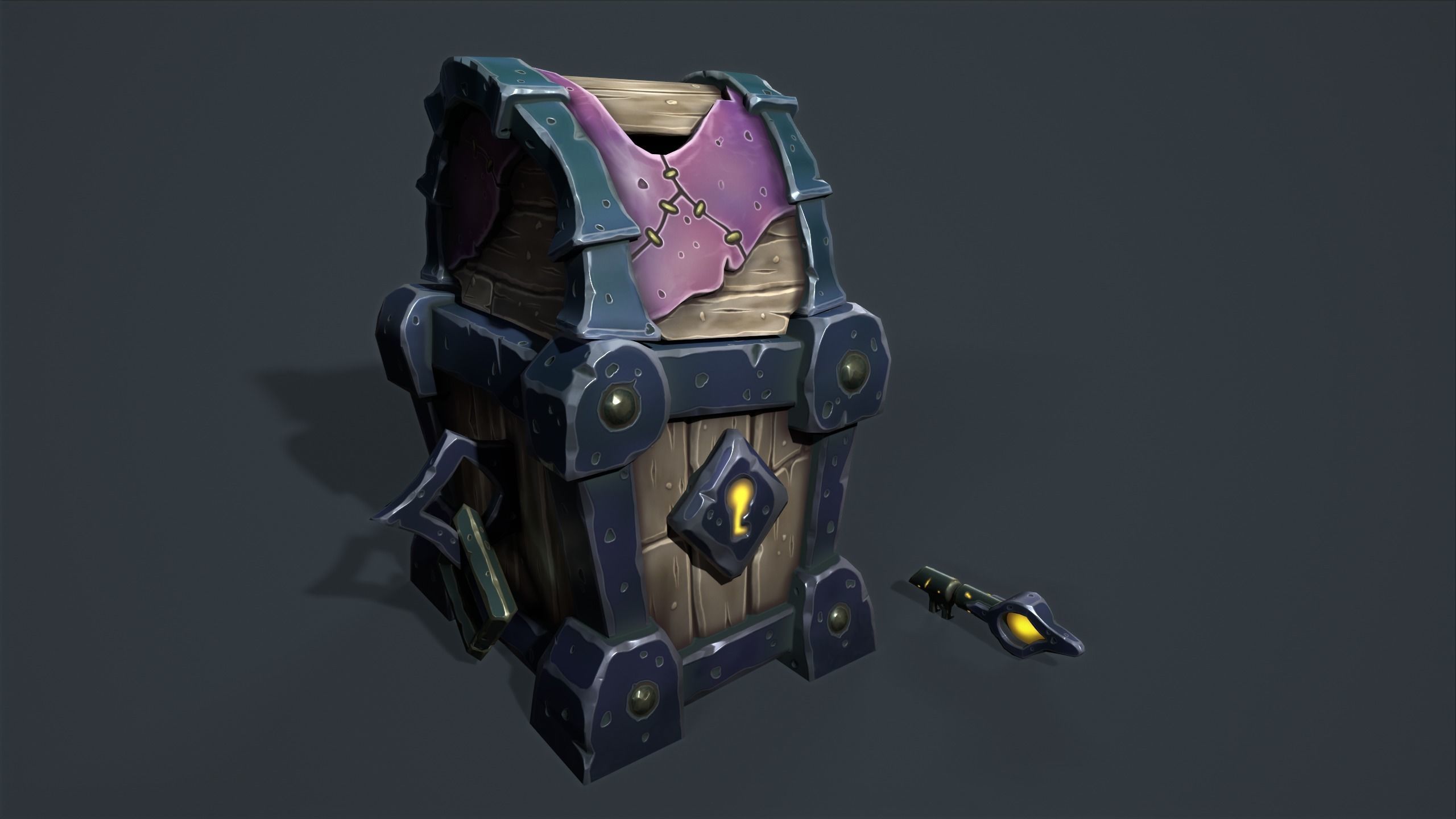 Small chest Low-poly 3D model_7