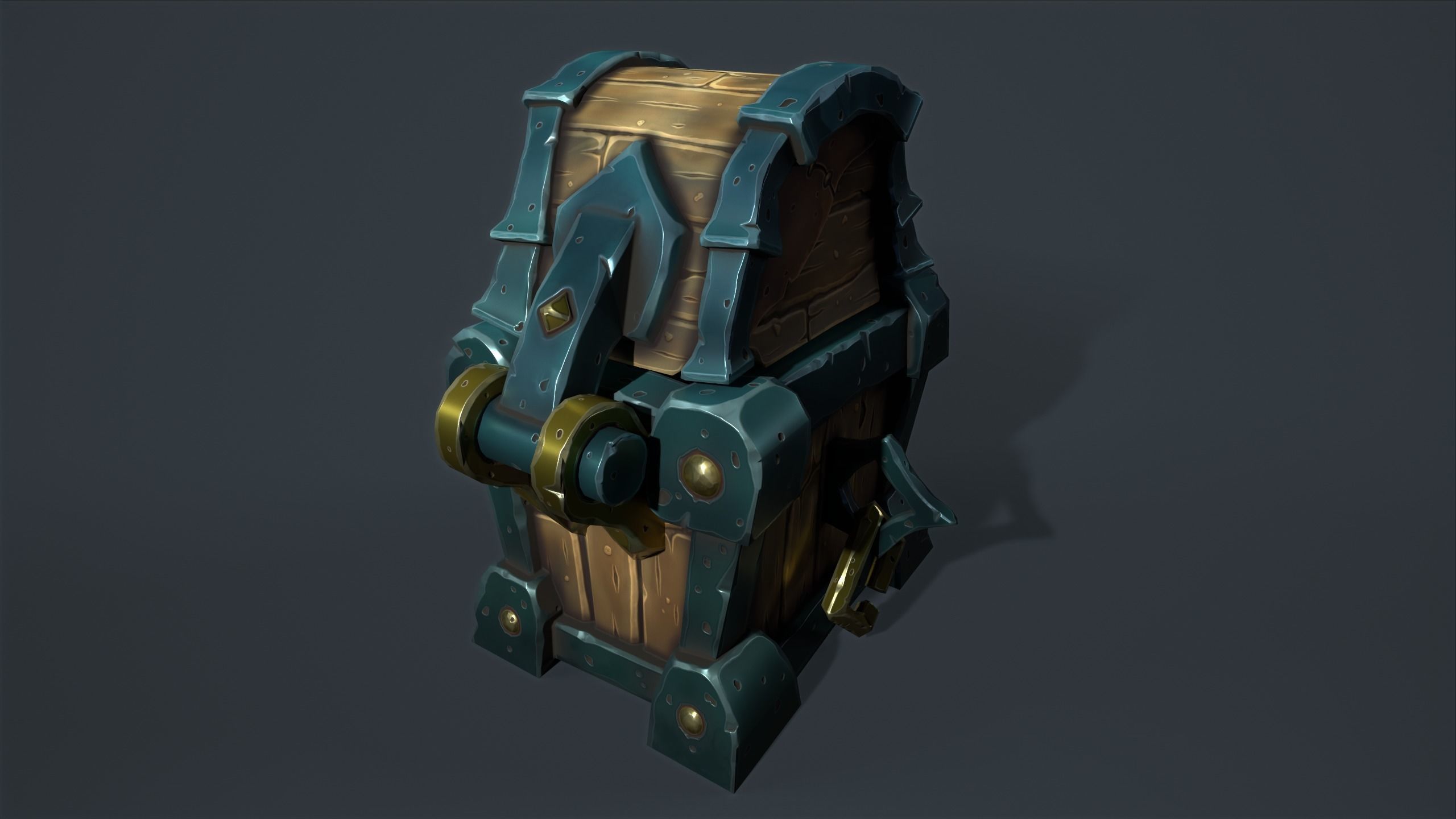 Small chest Low-poly 3D model_10