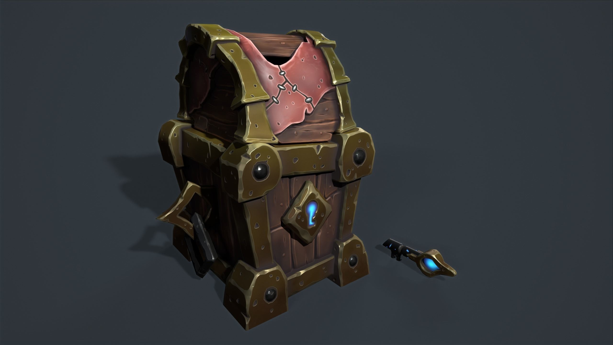Small chest Low-poly 3D model_4