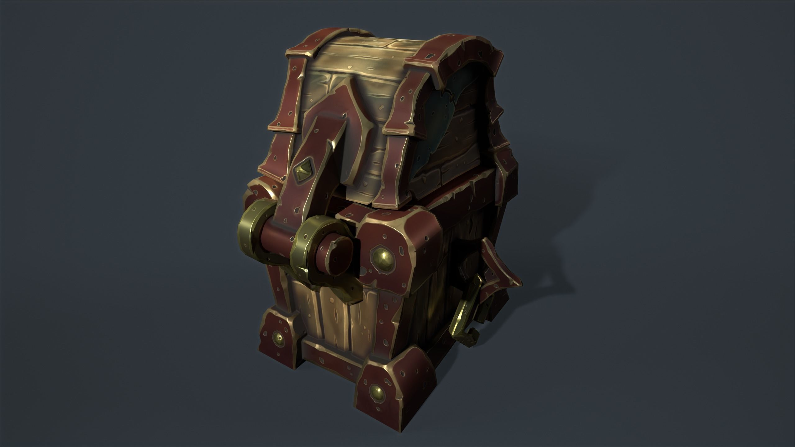 Small chest Low-poly 3D model_11