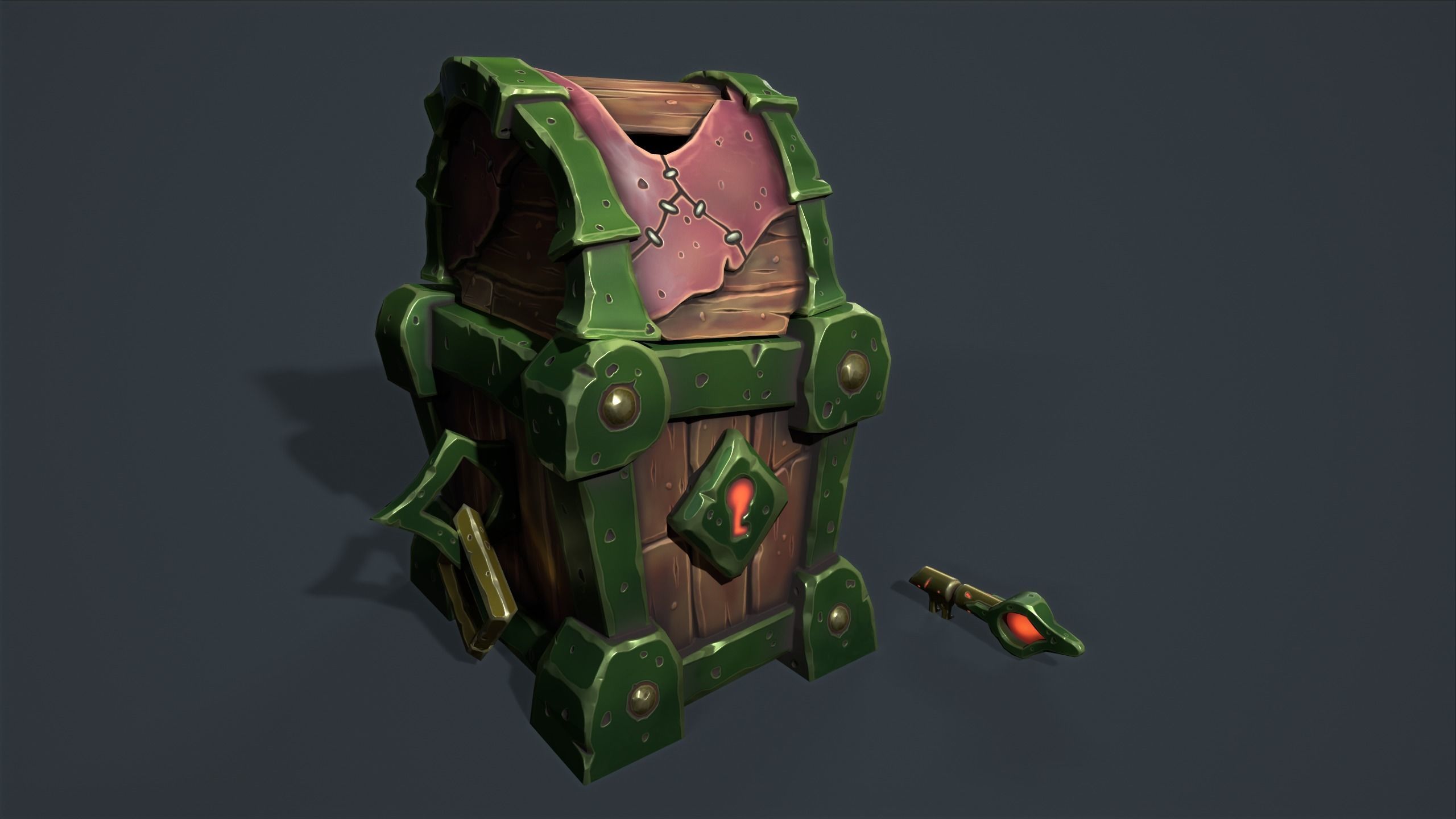 Small chest Low-poly 3D model_2