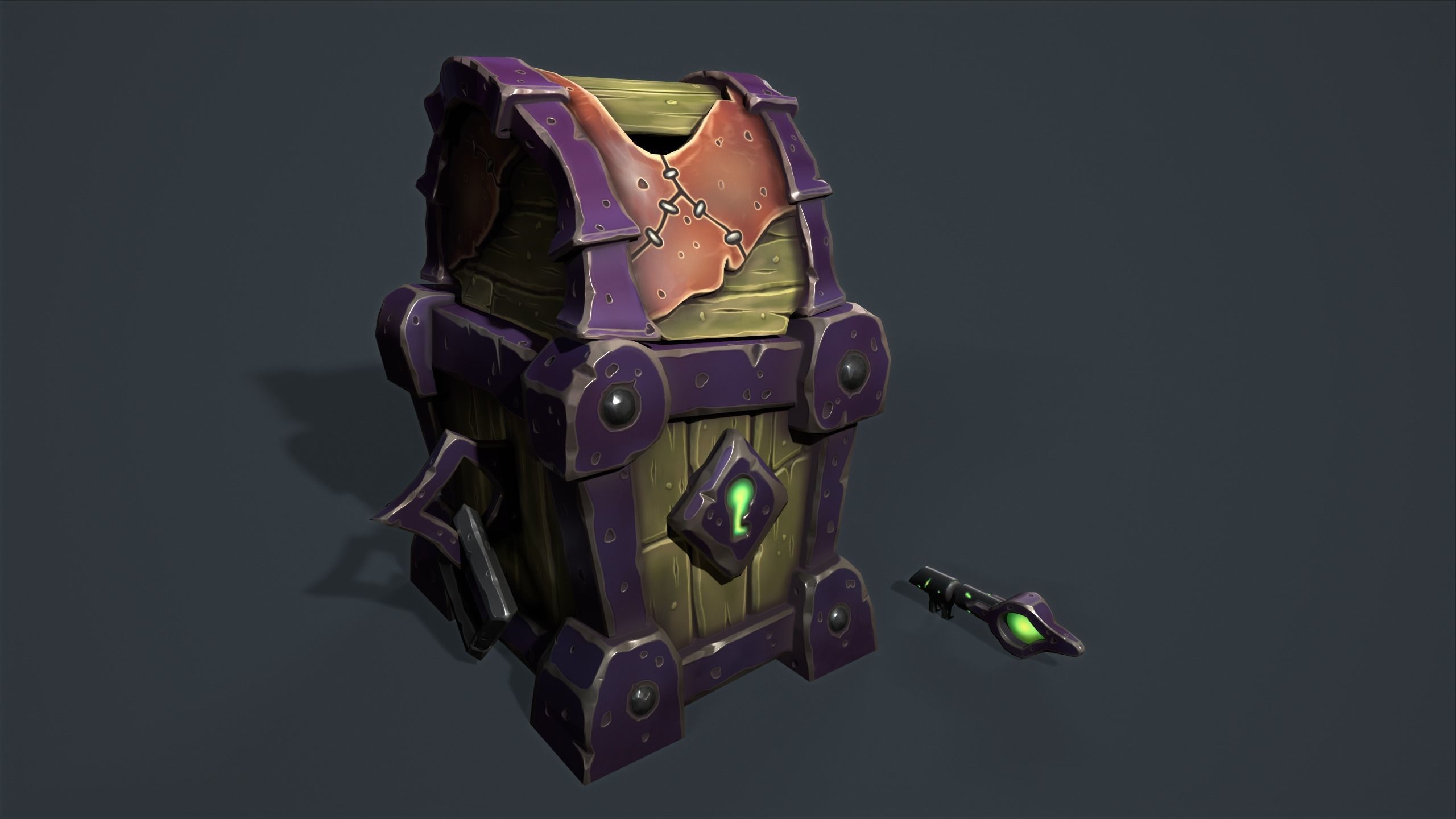 Small chest Low-poly 3D model_6